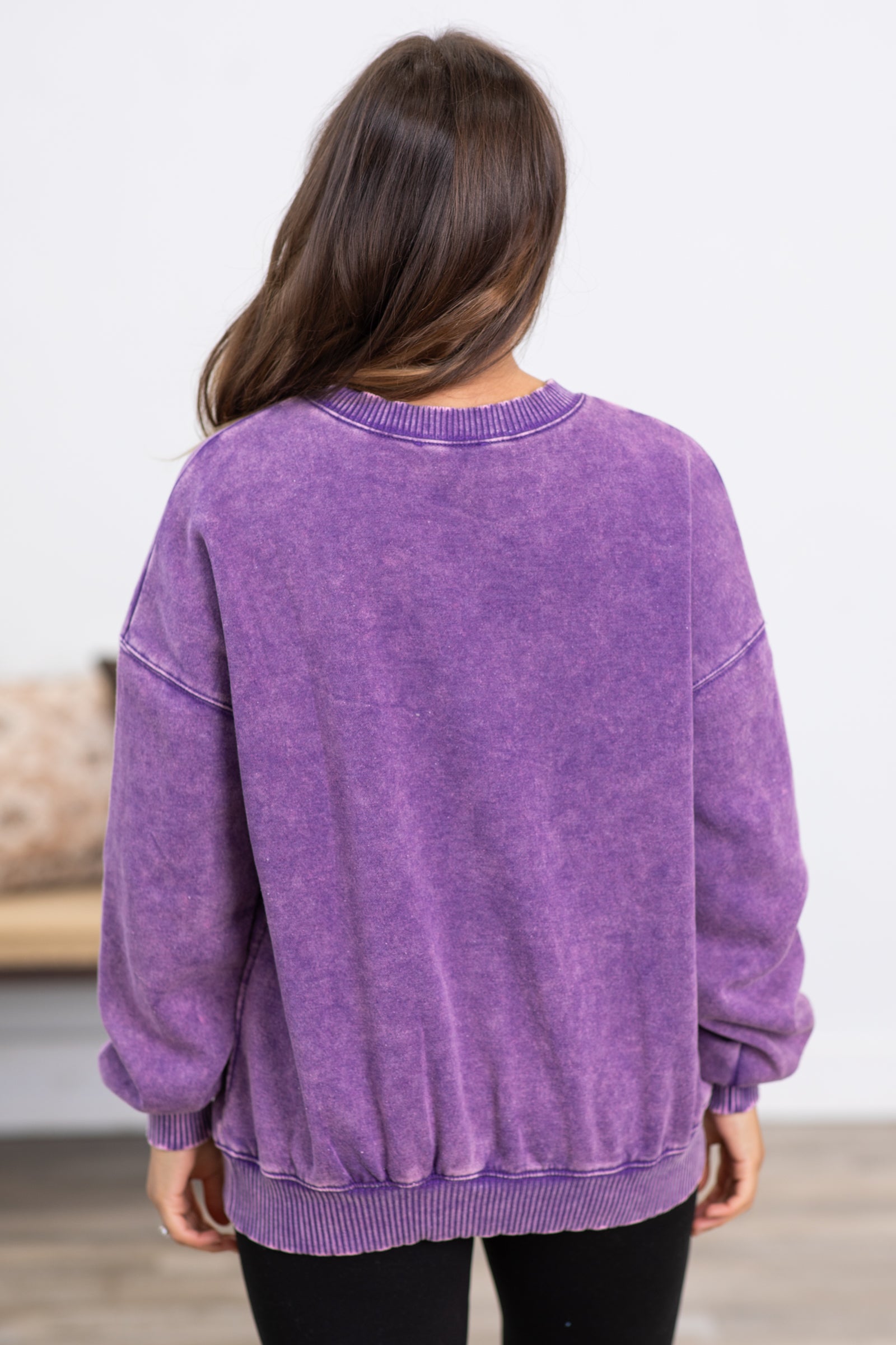 Purple Washed Fleece Sweatshirt