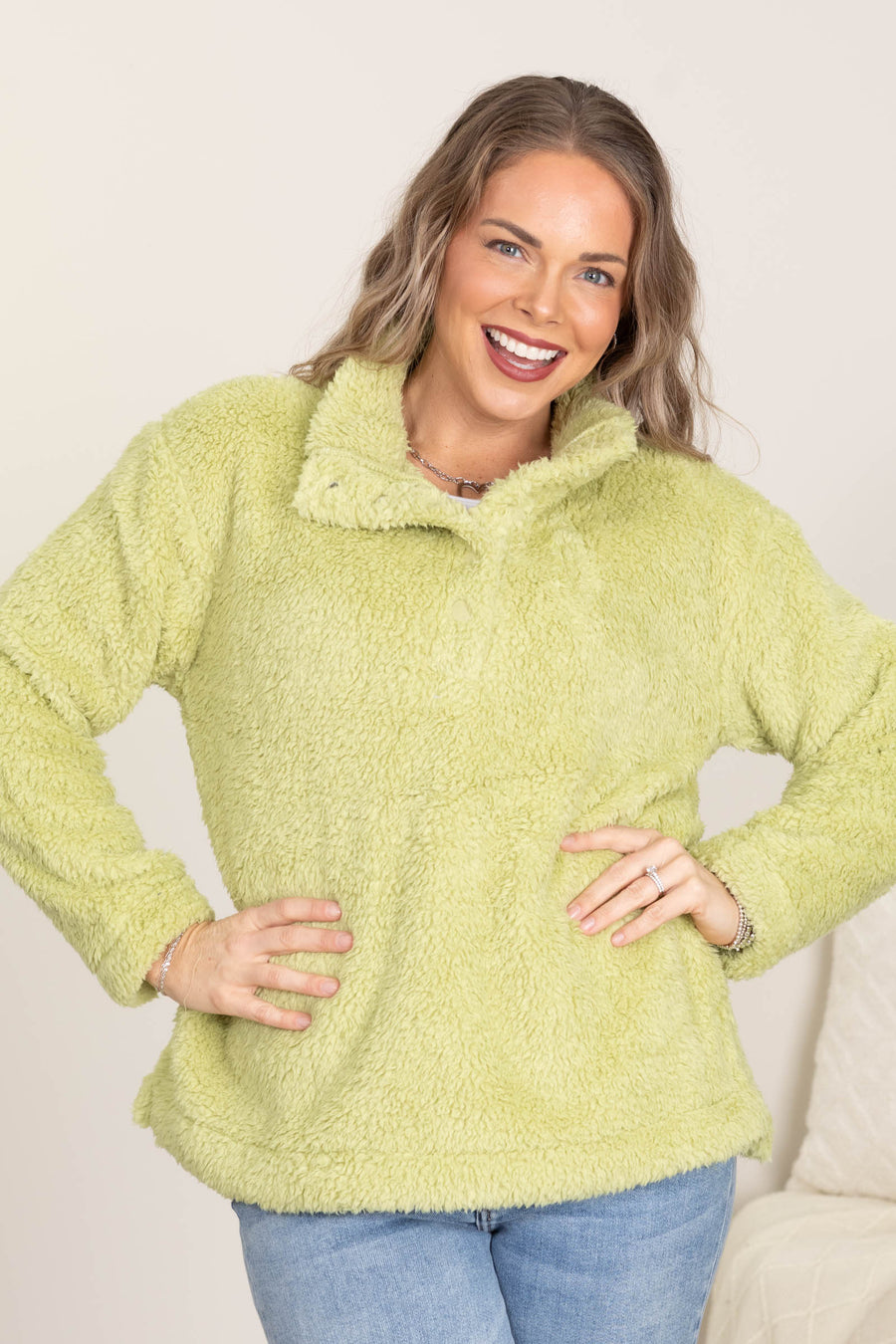 Cozy Days Sherpa Pullovers With Snaps