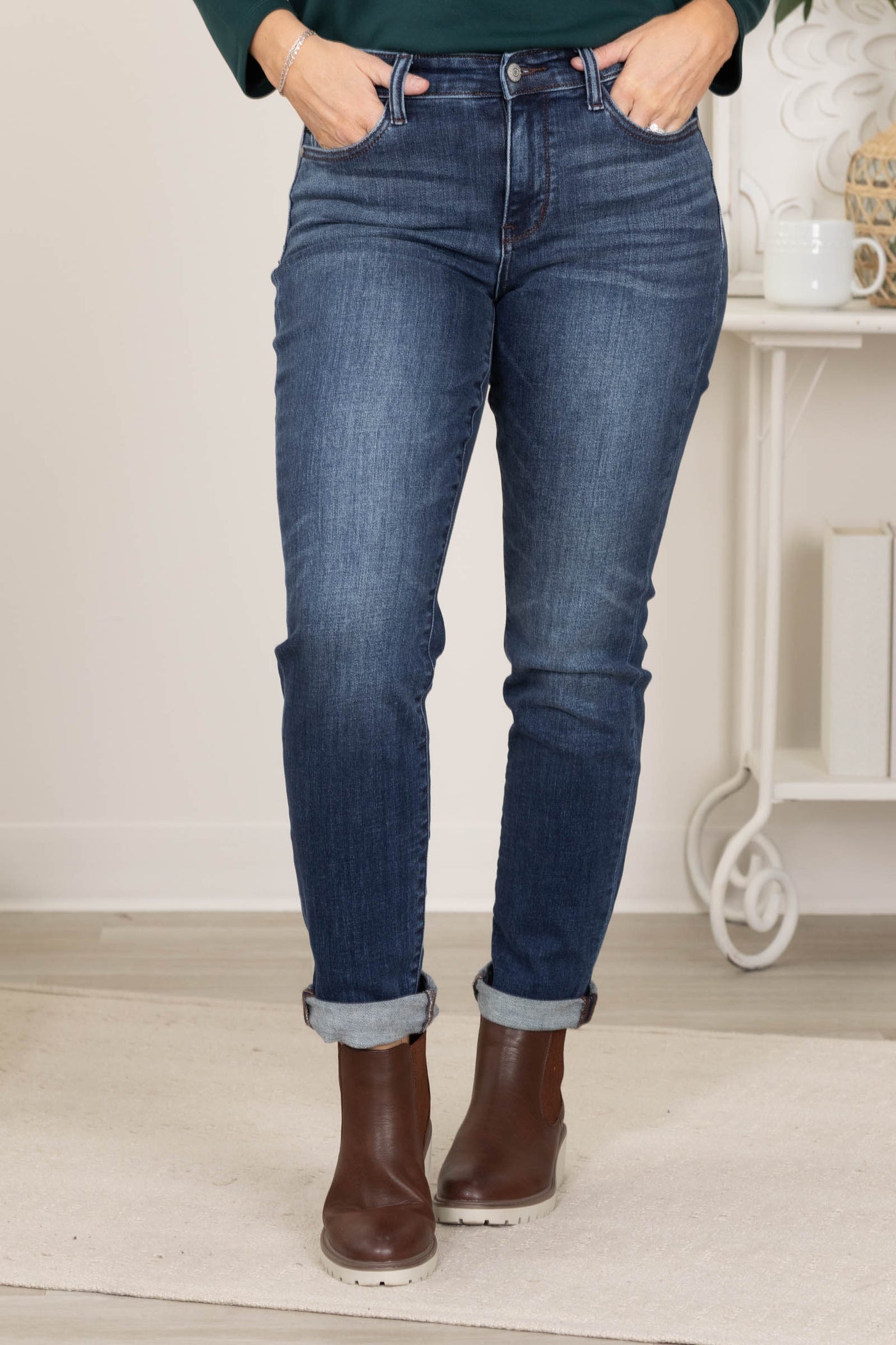 Judy Blue Dark Cuffed Slim Fit Jeans