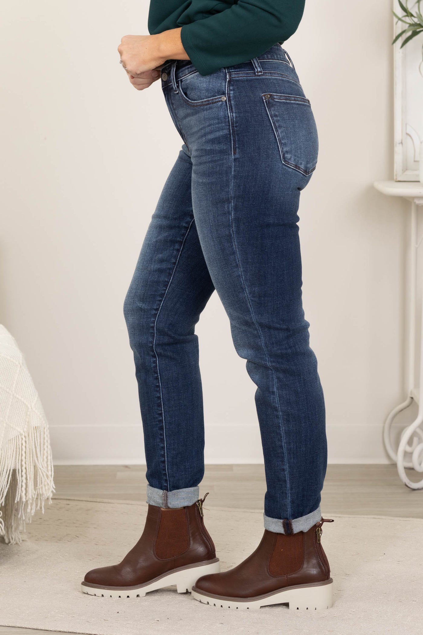 Judy Blue Dark Cuffed Slim Fit Jeans