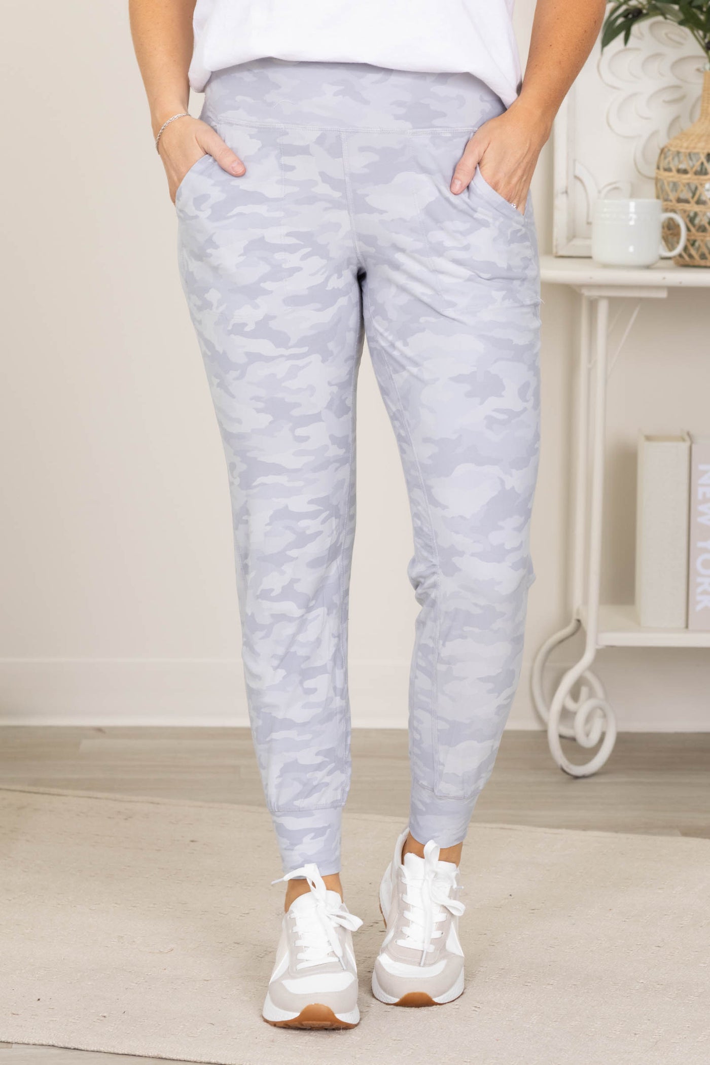 Grey Camo Slim Fit Active Joggers