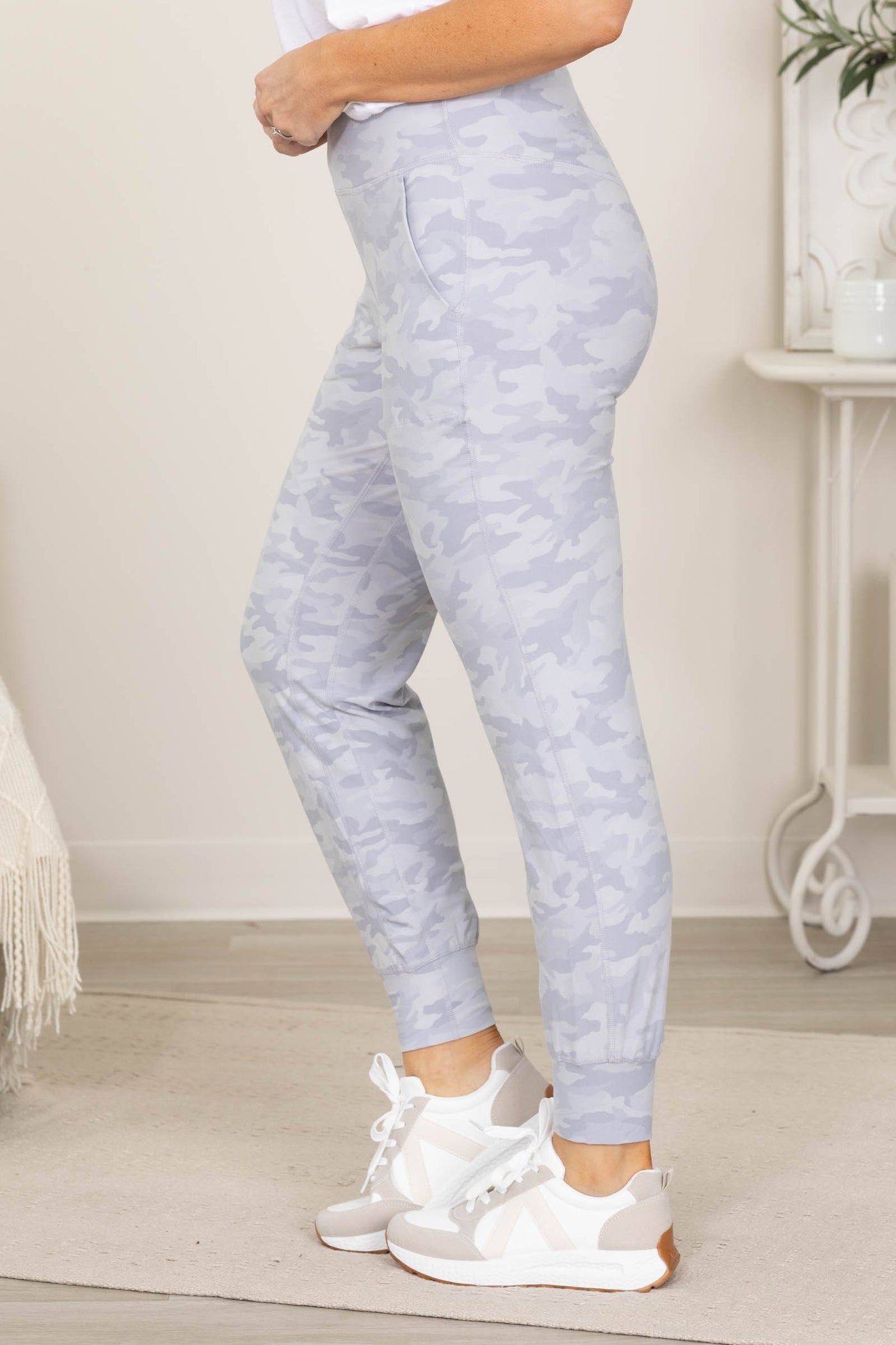 Grey Camo Slim Fit Active Joggers