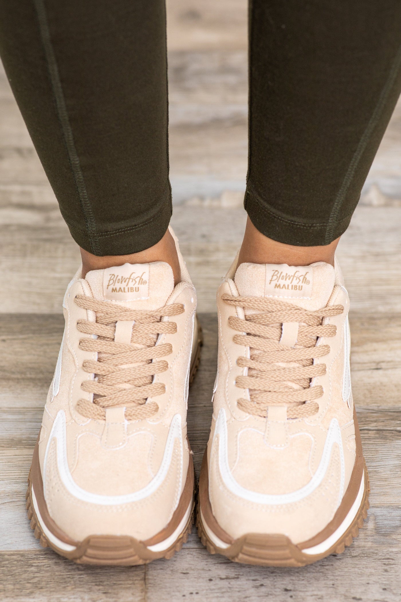 Beige and Cream Colorblock Platform Sneakers - Filly Flair