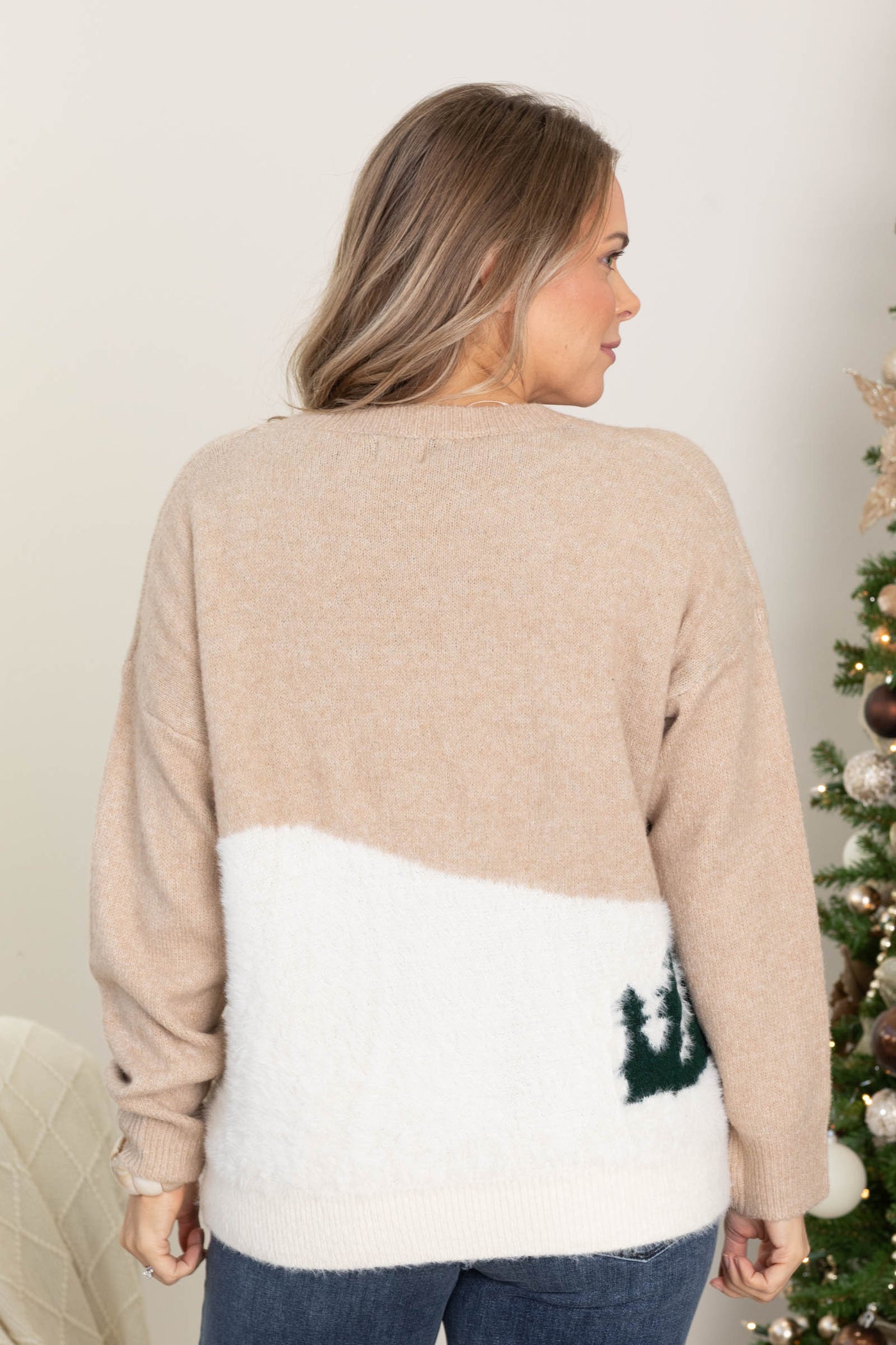 Taupe Cozy Chalet Scene Sweater
