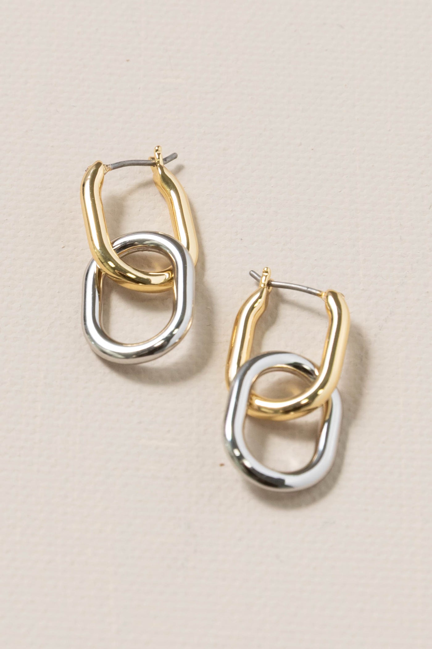 Mixed Metal Chain Link Hoop Earrings