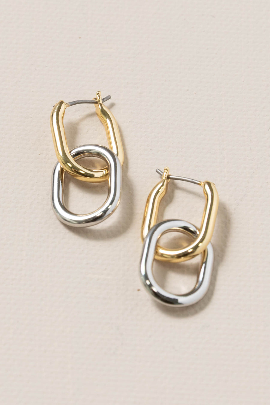 Mixed Metal Chain Link Hoop Earrings