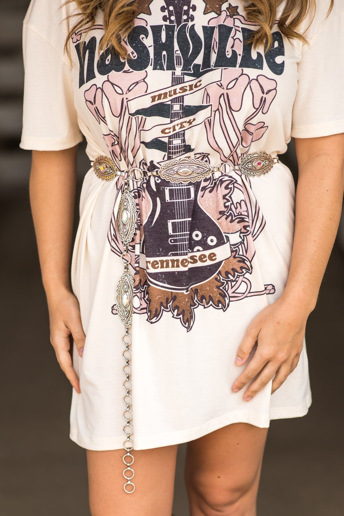 Burnished Silver Concho Glass Stone Belt - Filly Flair