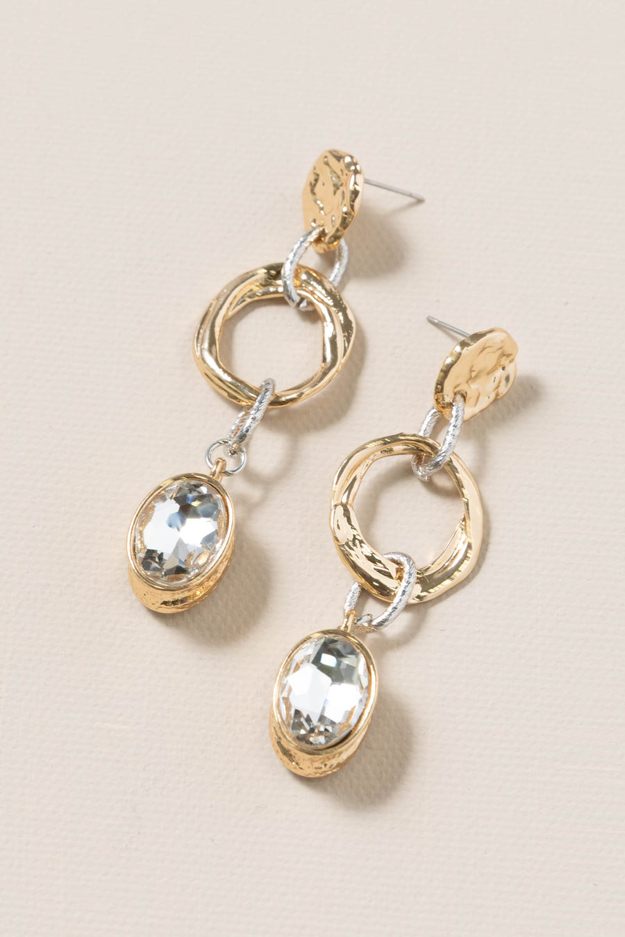 Gold Chain with Open Silver Circle Drop Earring