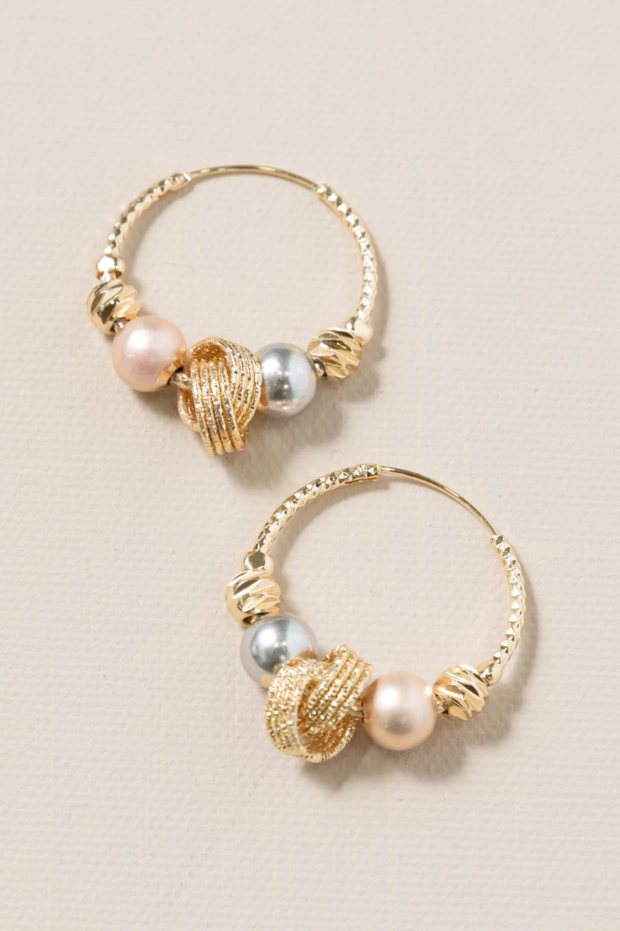 Mixed Metal Mixed Textured Hoop Earrings