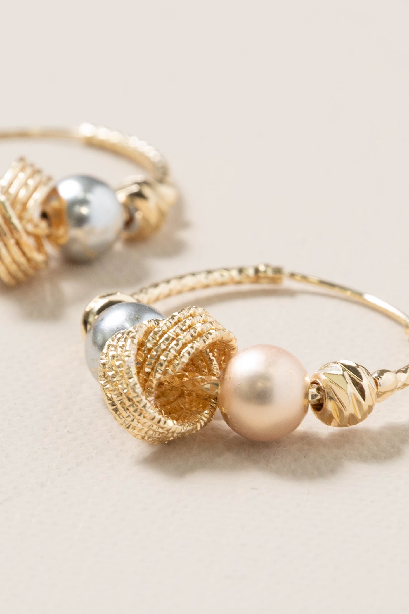 Mixed Metal Mixed Textured Hoop Earrings