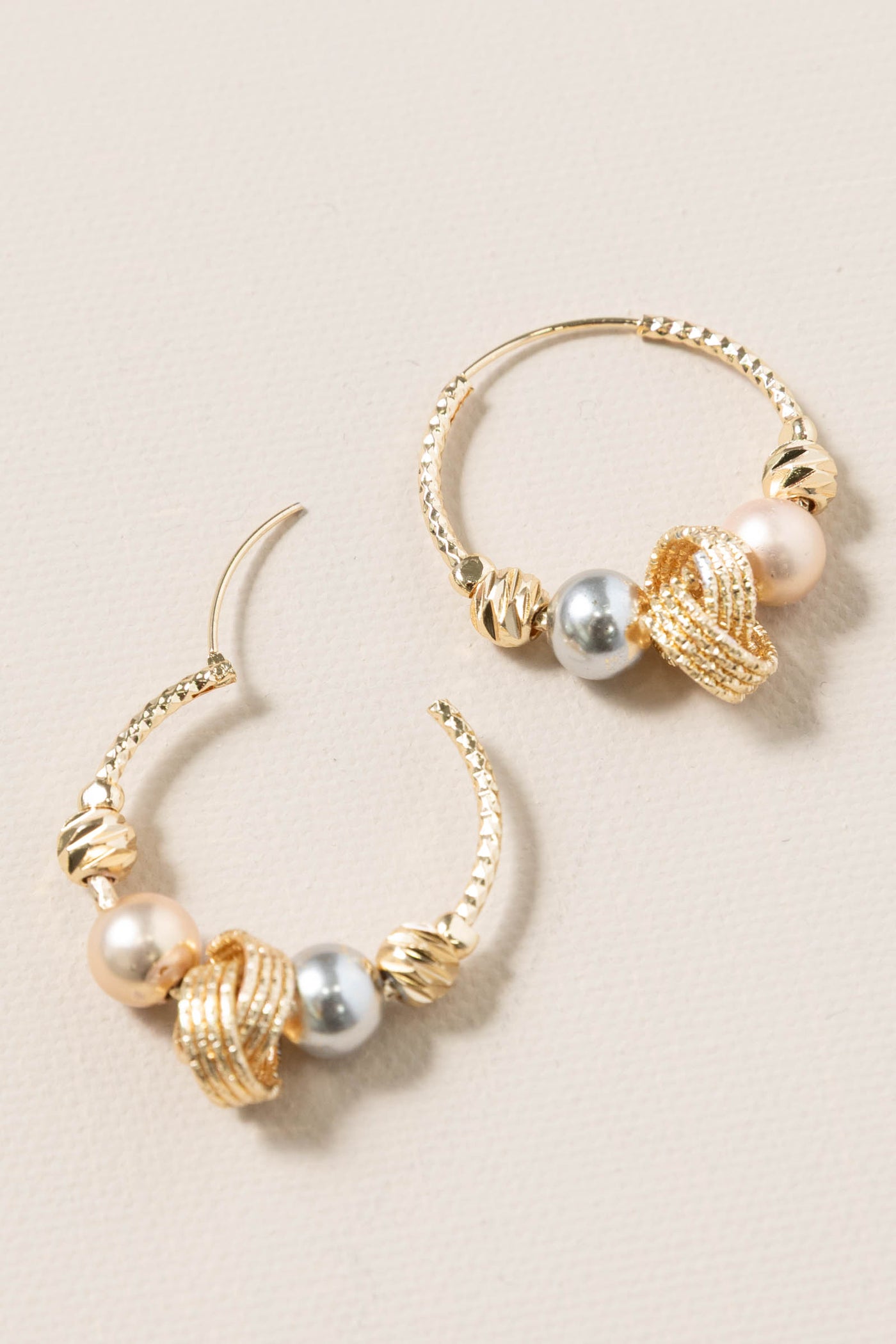 Mixed Metal Mixed Textured Hoop Earrings