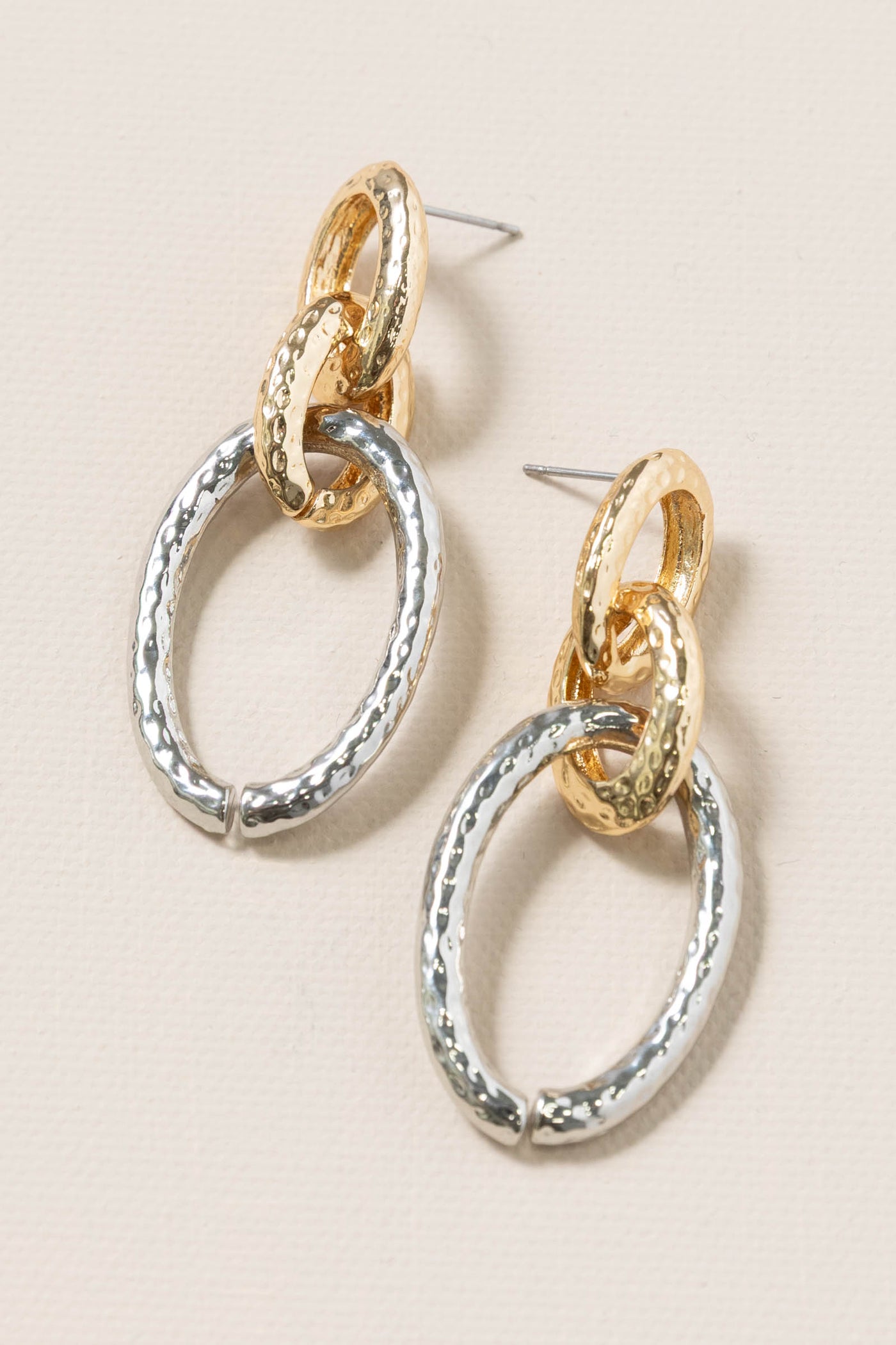 Gold and Silver Thick Textured Earrings