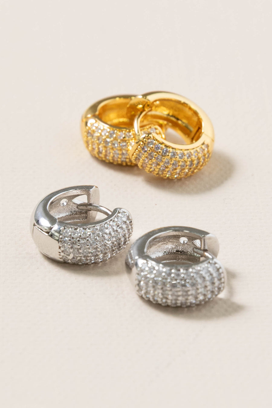 Pave Dome Huggie Earrings