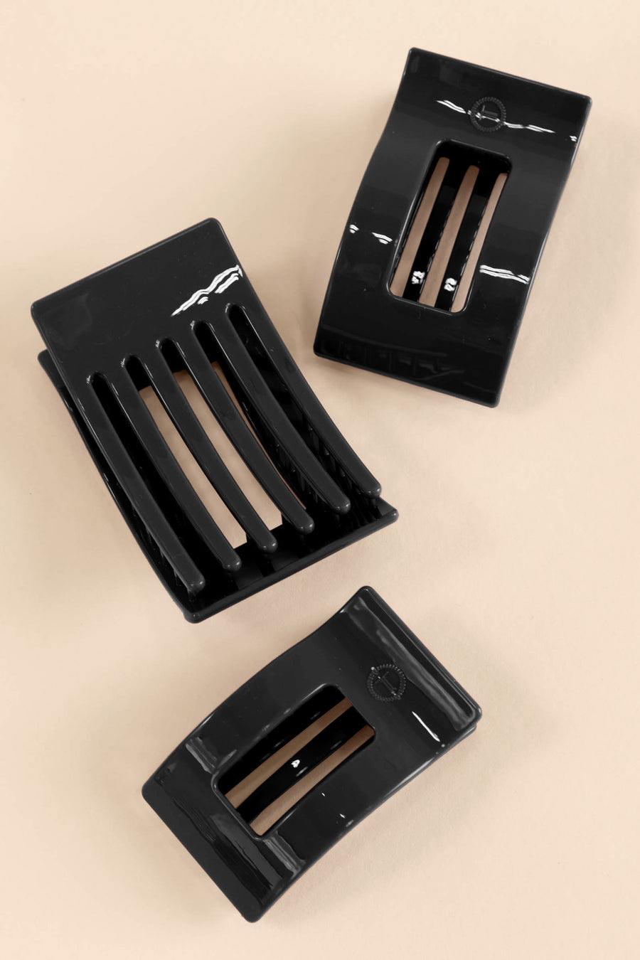 Jet Black Flat Rectangle Hair Clip