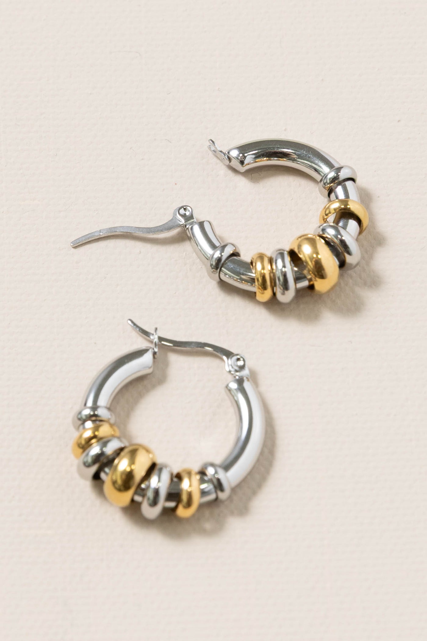 Silver Two Tone Hoop Earrings
