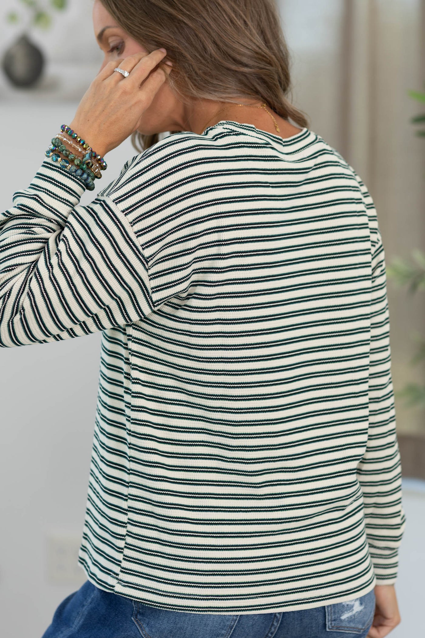 Staccato Novelty Stripe Knit Long Sleeve Top