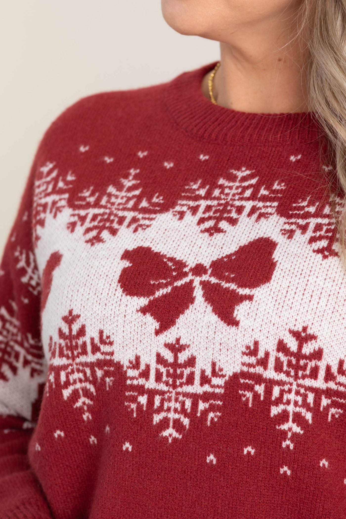 Ribbon And Snowflake Christmas Holiday Sweater