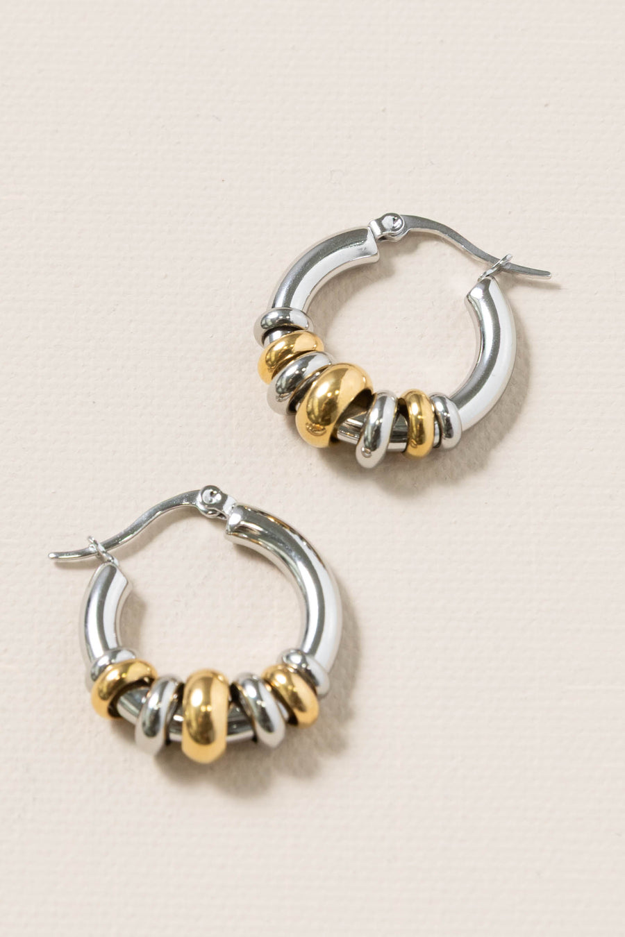 Silver Two Tone Hoop Earrings