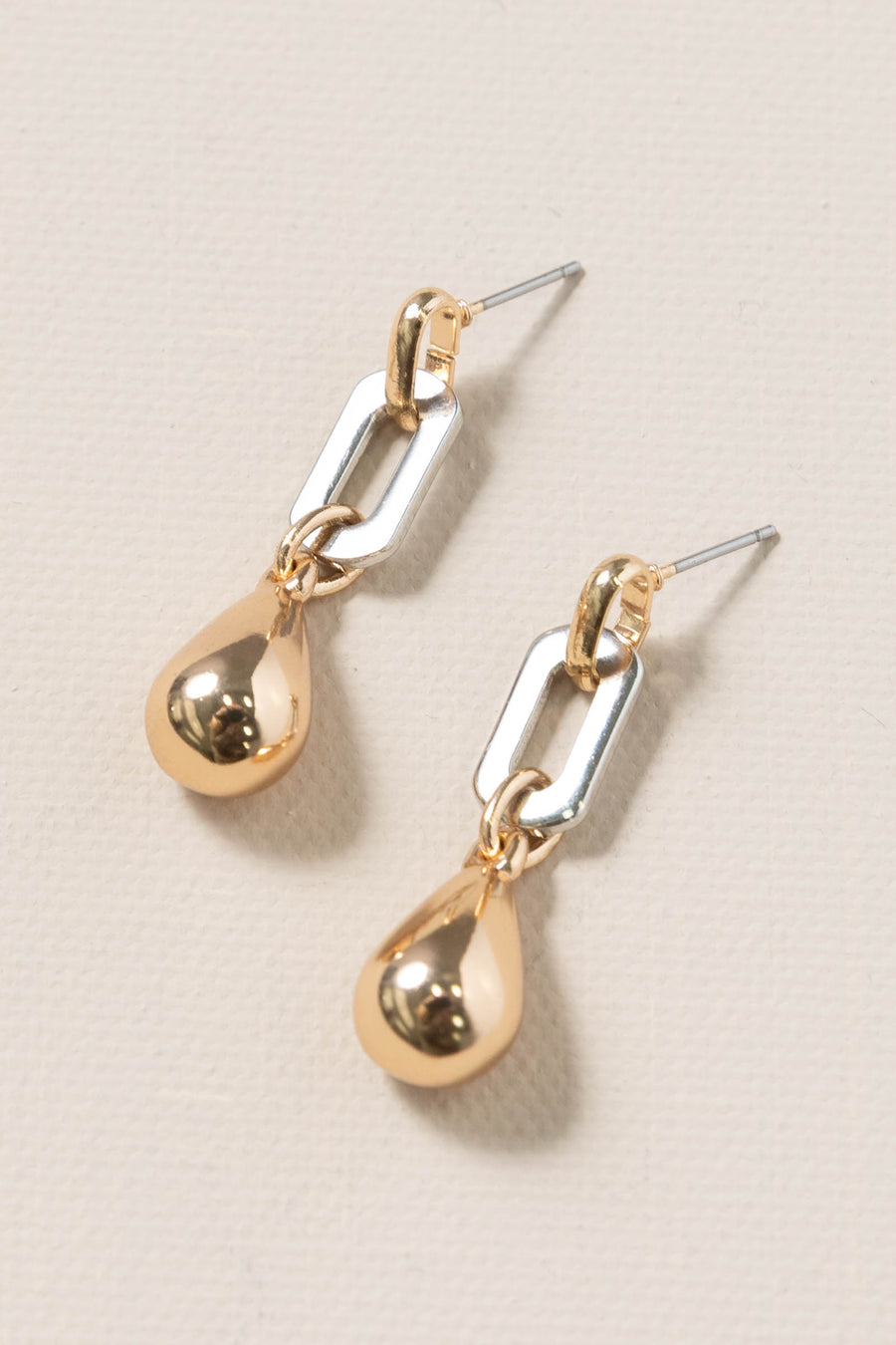 Silver Open with Gold Teardrop Earrings