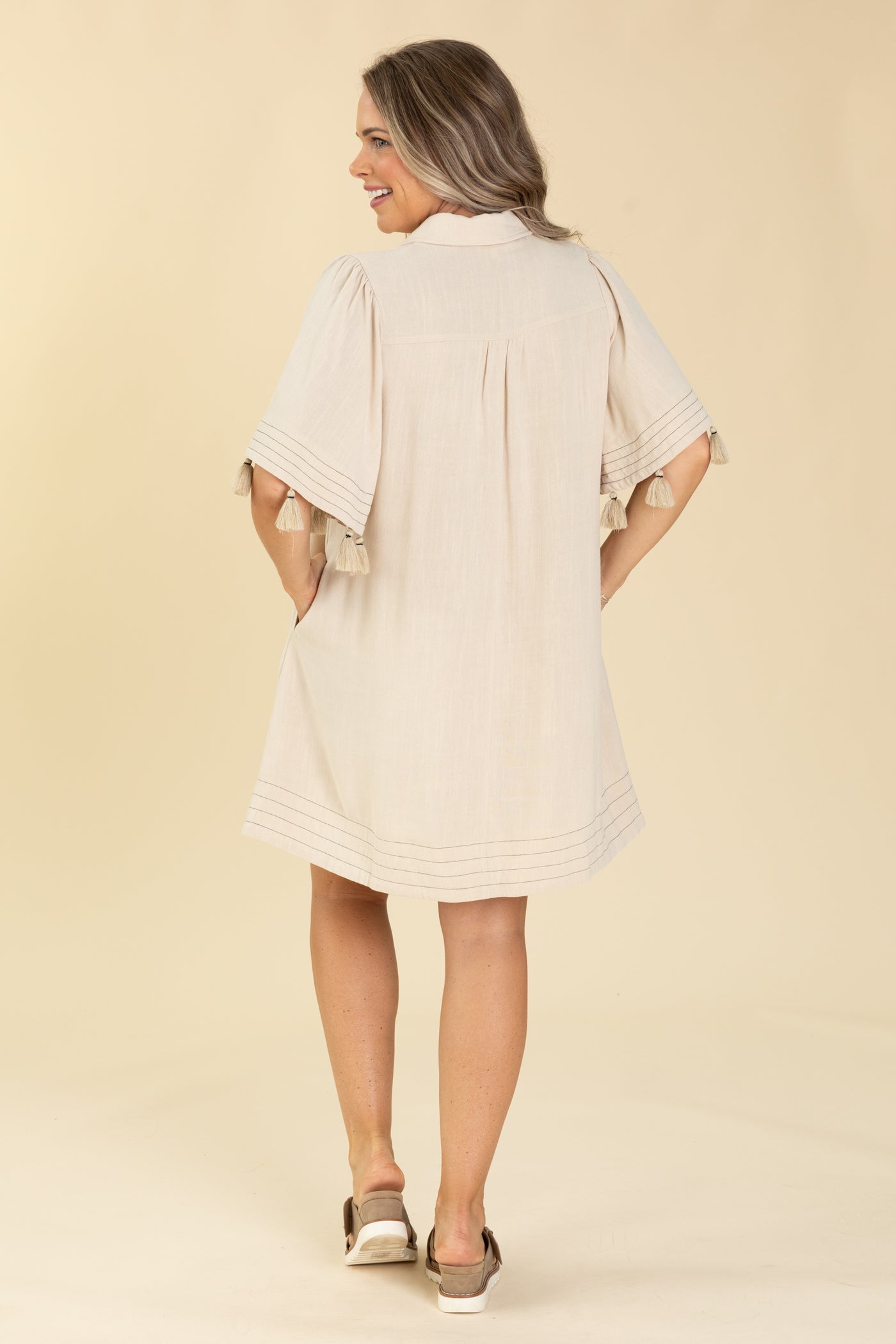 khaki linen shirt dress Penelope Shirt Dress