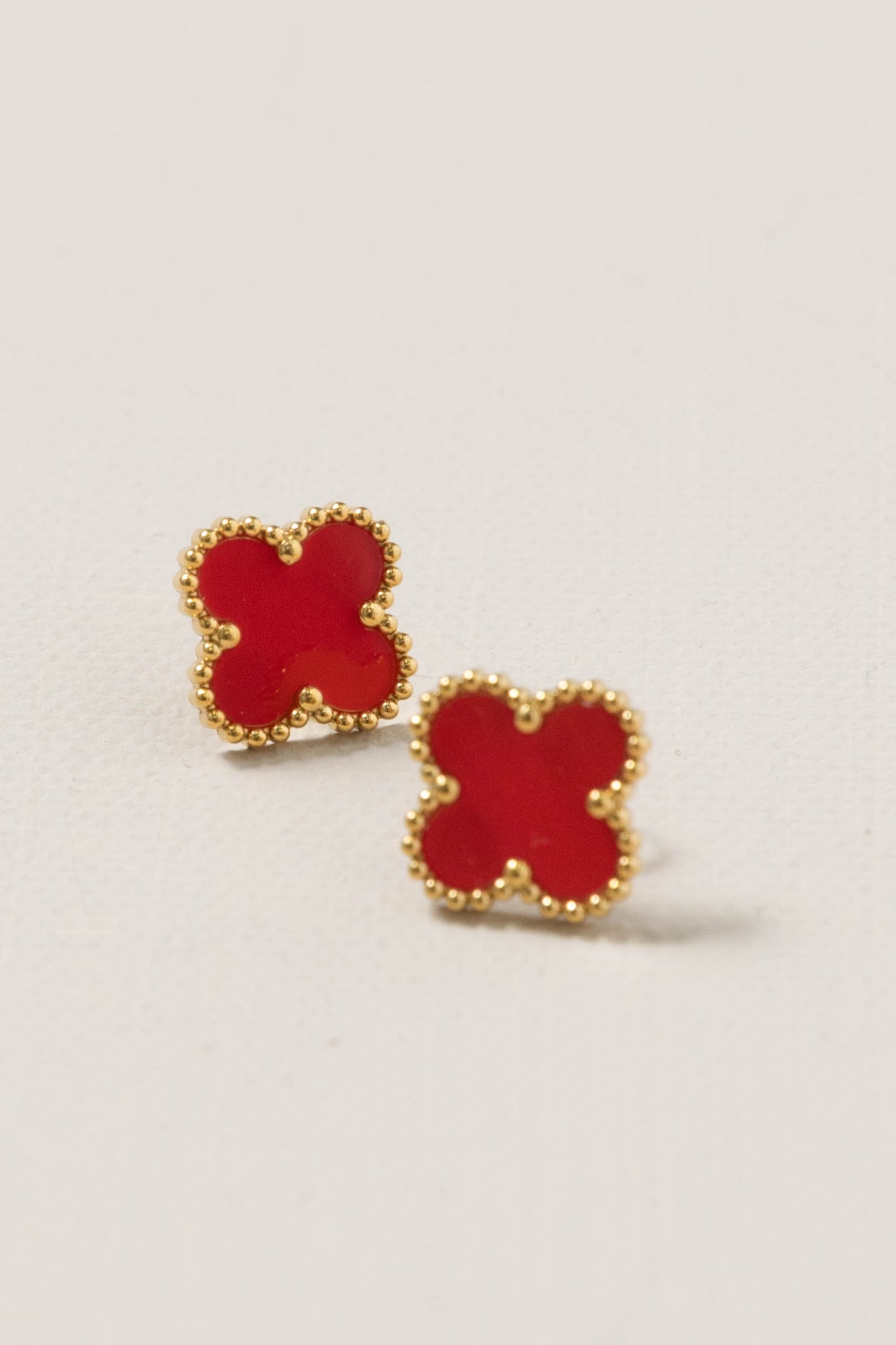 Gold With Multicolor Clover Stud Earrings