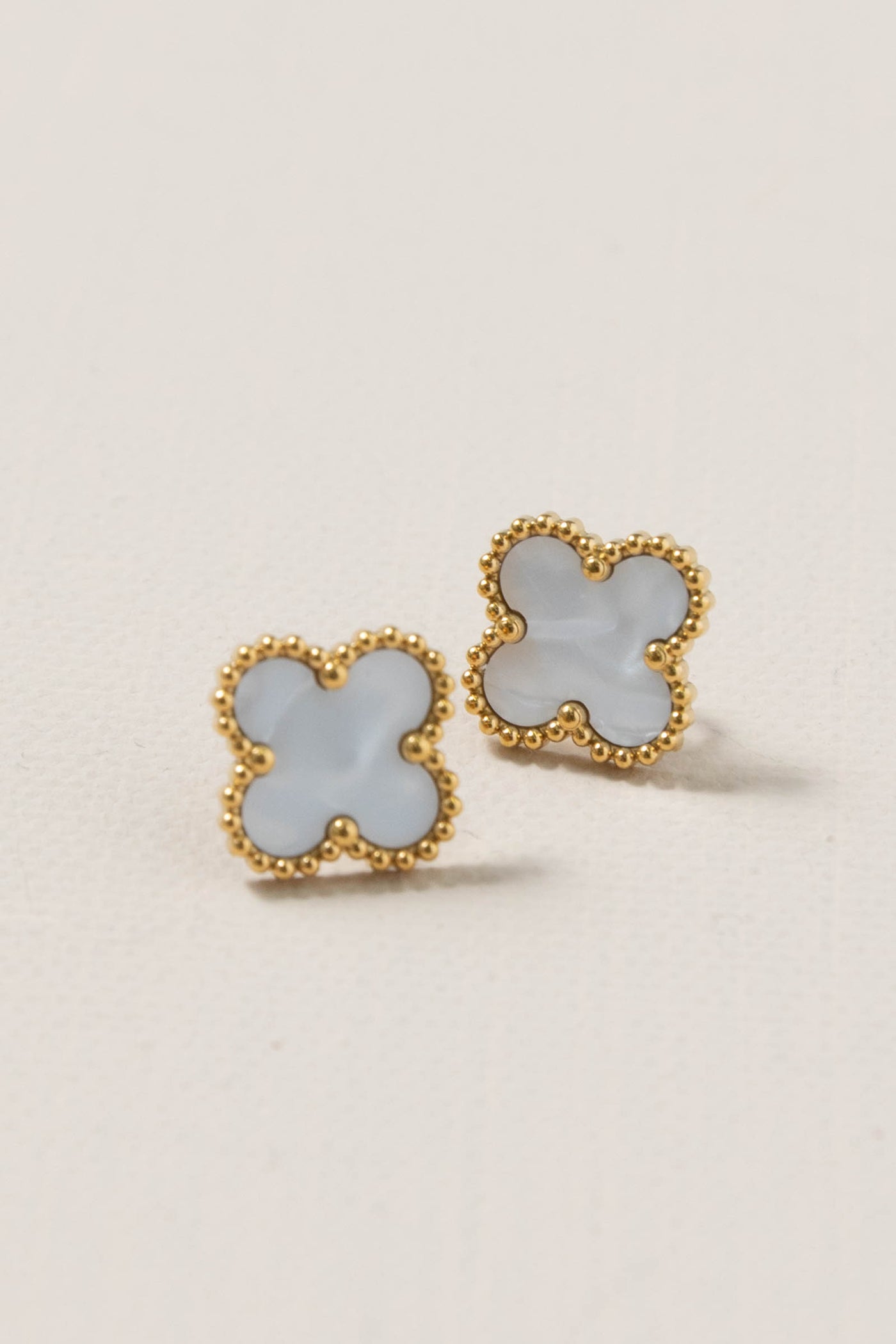 Gold With Multicolor Clover Stud Earrings