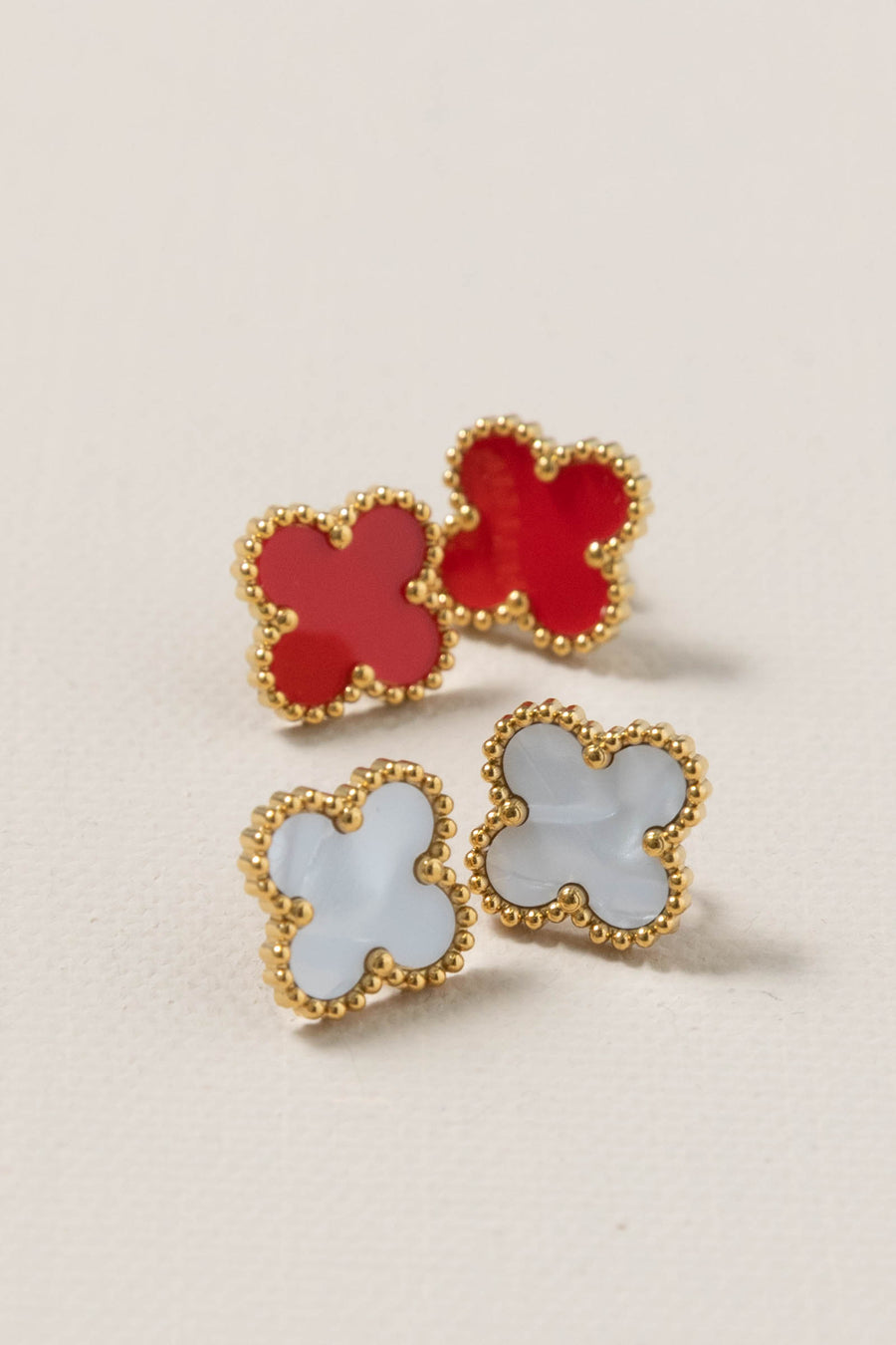 Gold With Multicolor Clover Stud Earrings