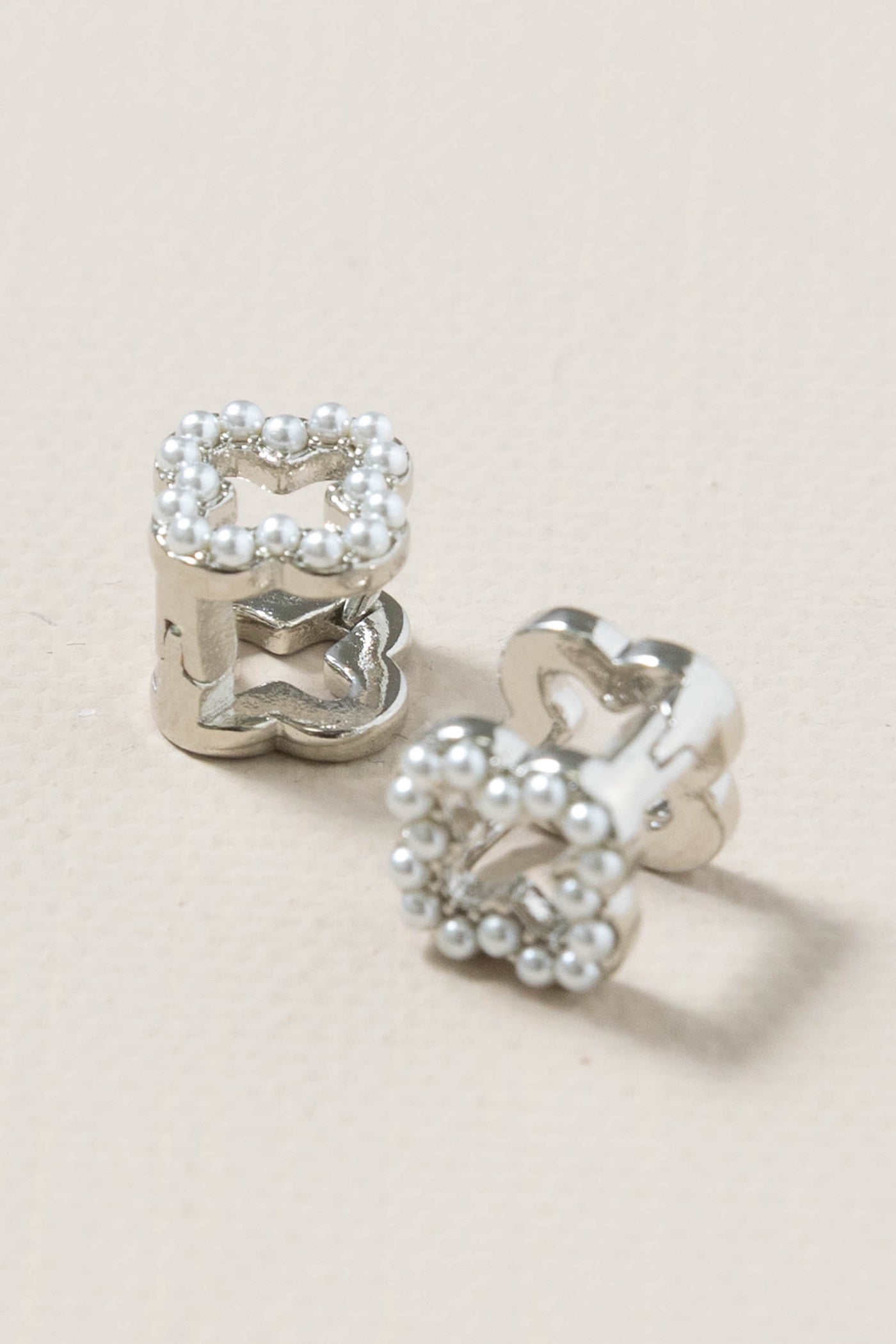 Mary's Clover of Pearls Huggie Earrings