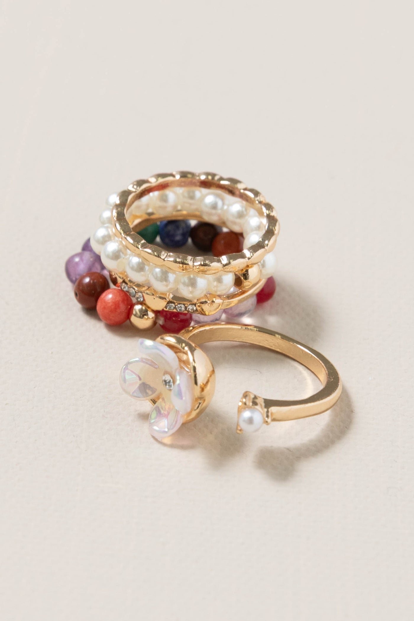 Beaded Stackable Ring Sets