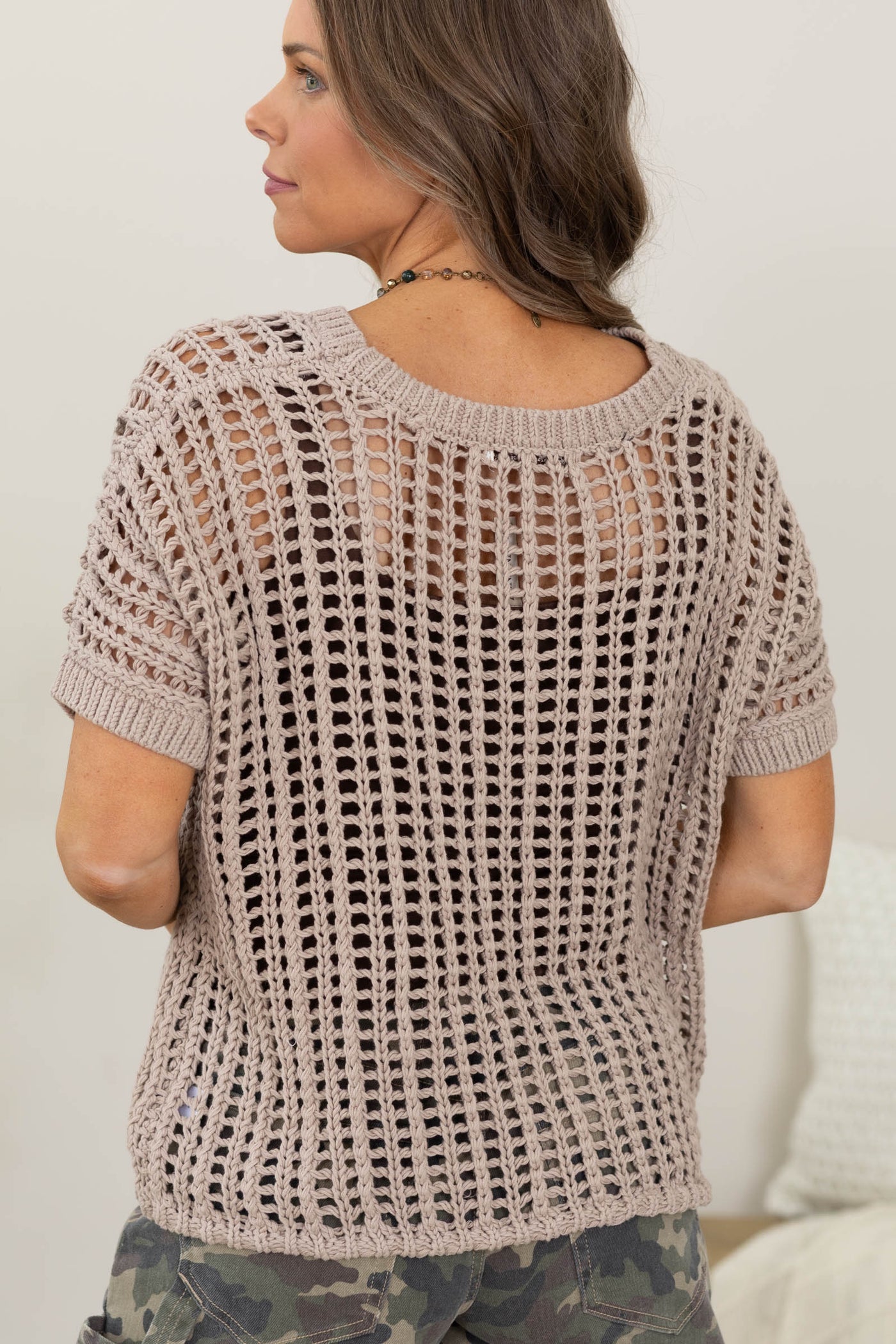 Fish Net Short Sleeve Crochet Sweater- 100% Cotton · Filly Flair