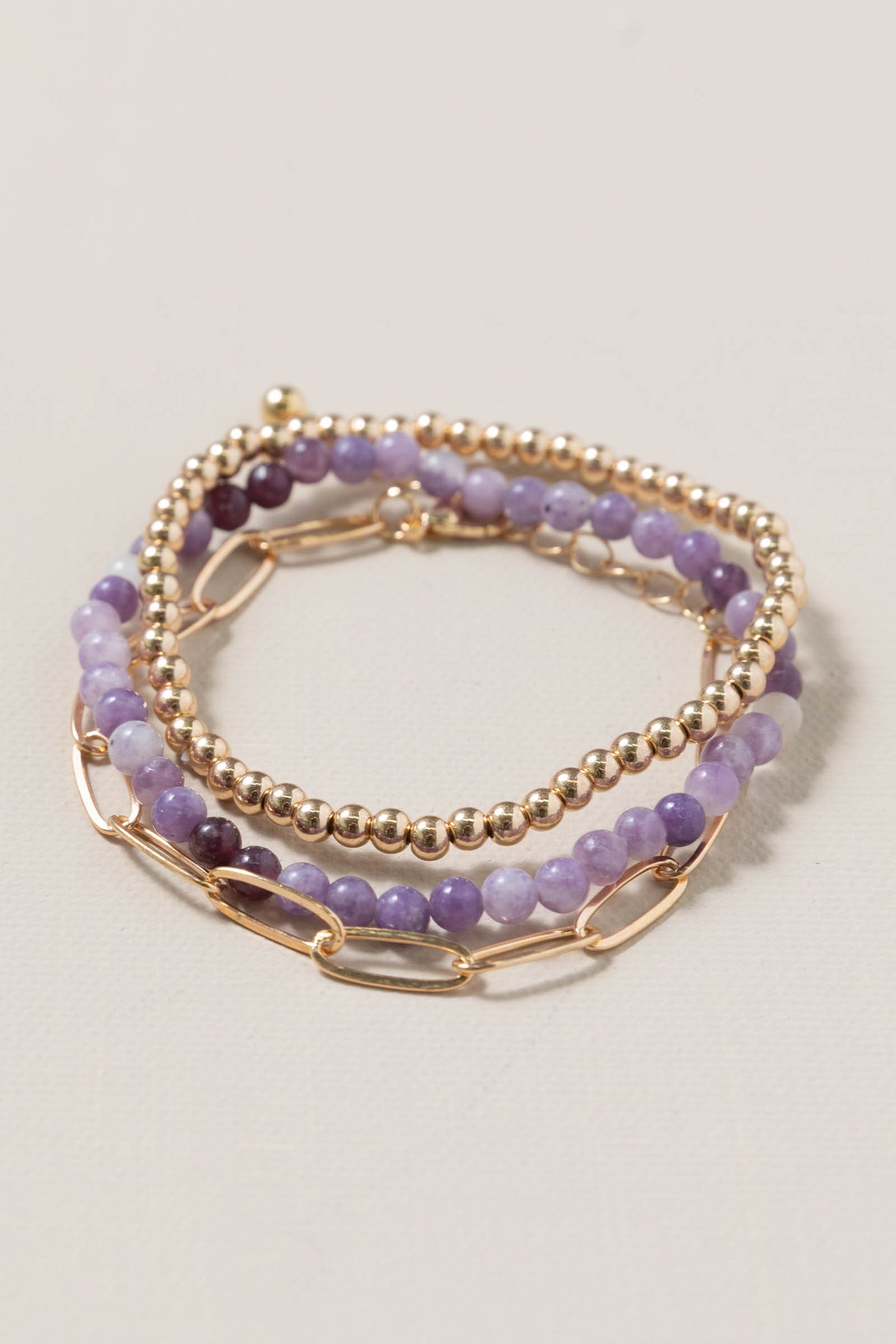 Natural Stone Ball Chain Link Bracelets