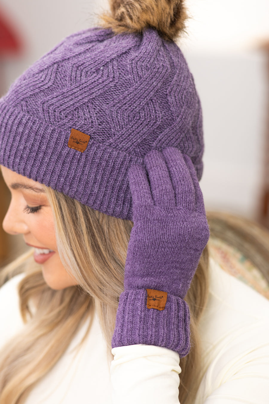 Dark Lavender Gloves With Tech Fingertips