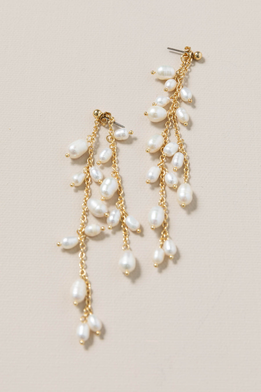 Pearl Cascade Drop Stud Earrings