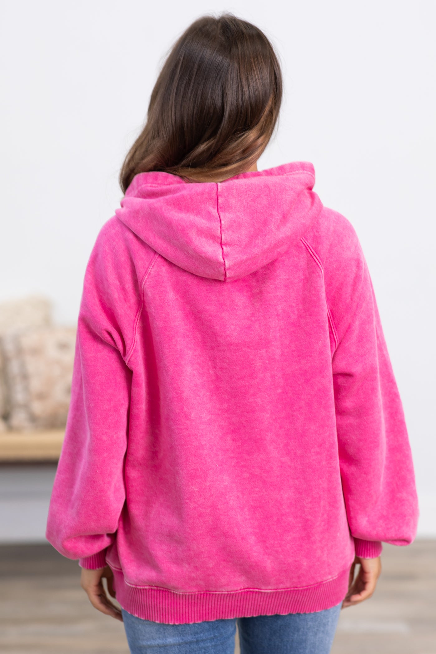 Hot Pink Washed Hoodie