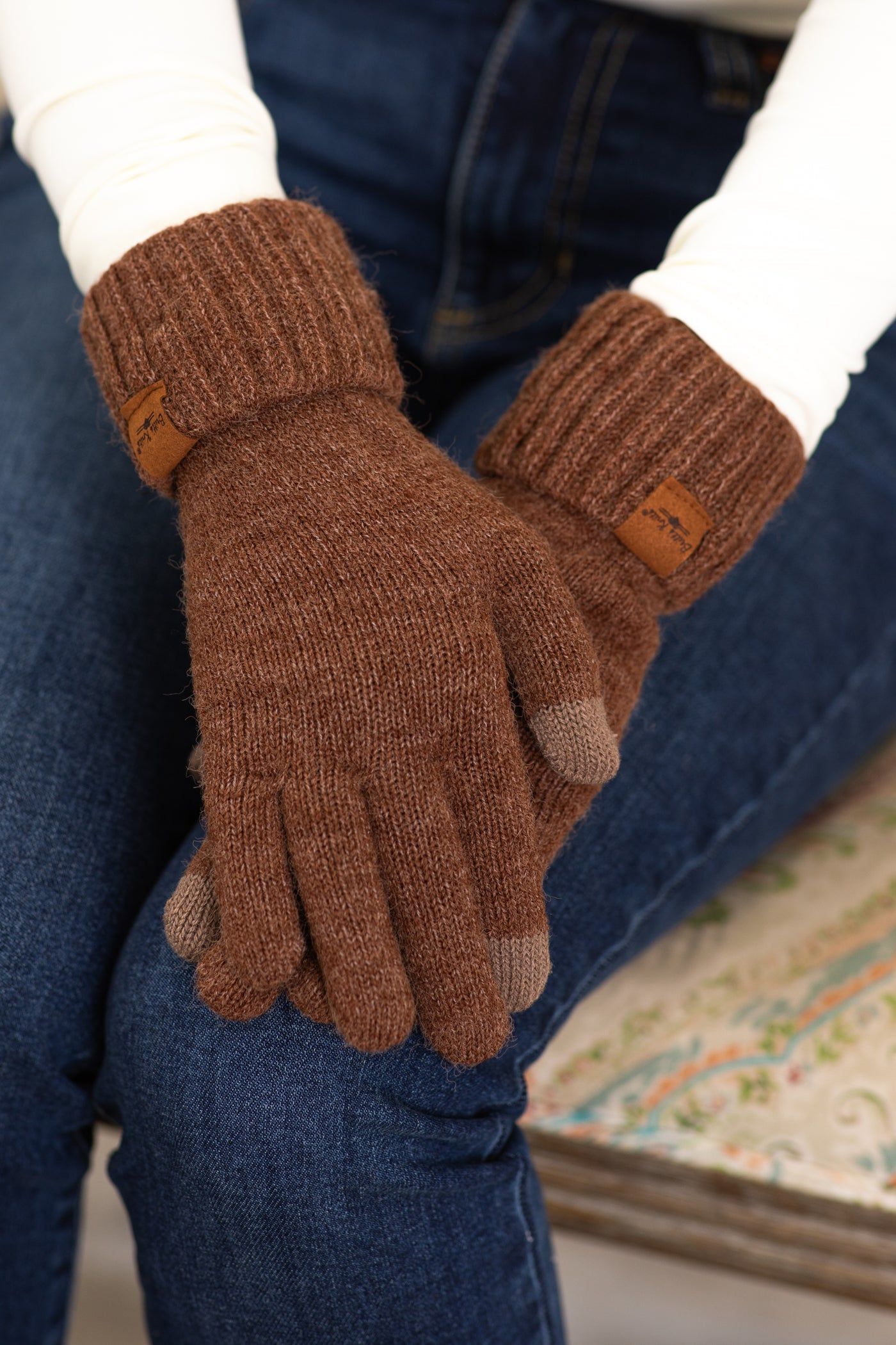 Brown Gloves With Tech Fingertips