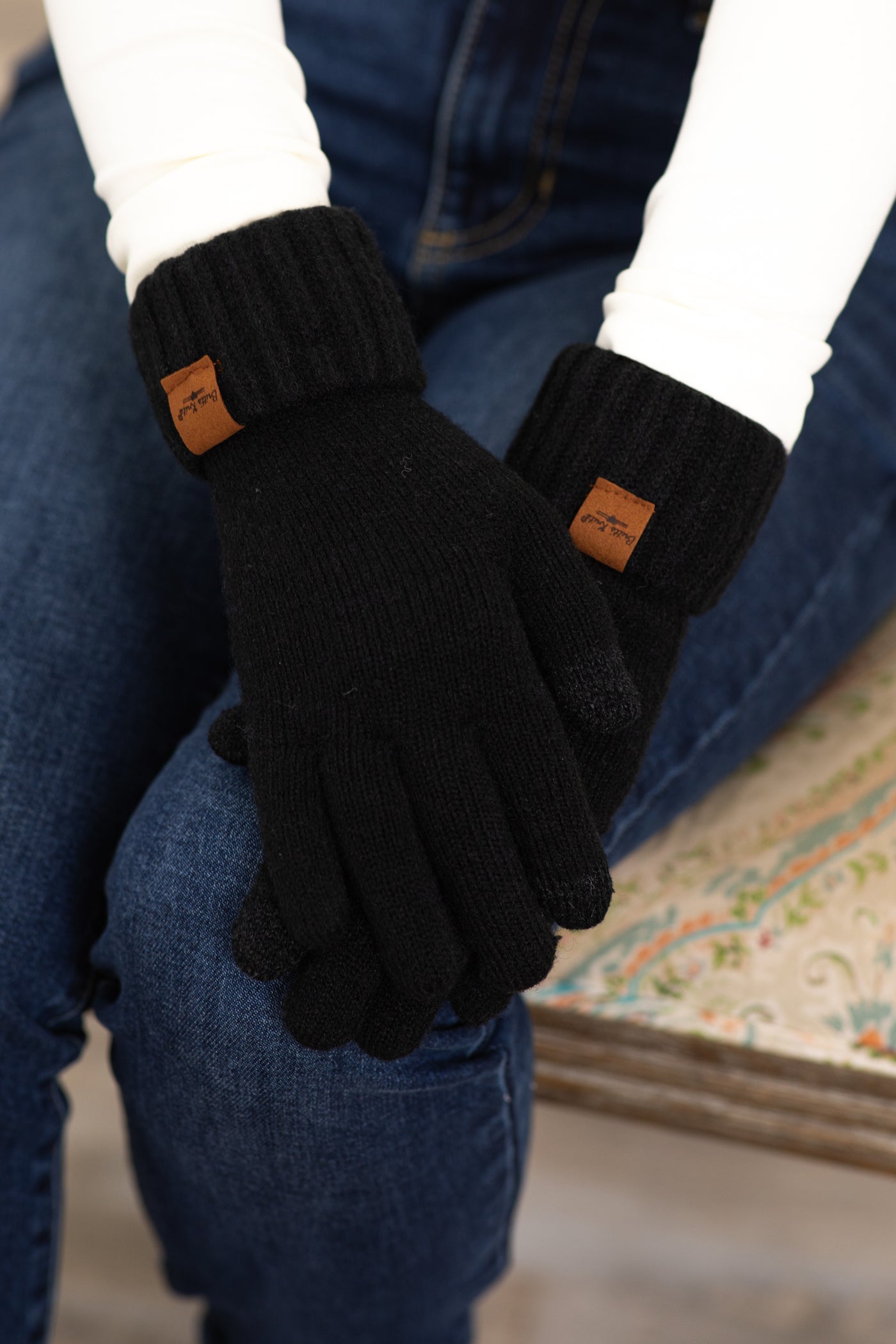 Black Gloves With Tech Fingertips