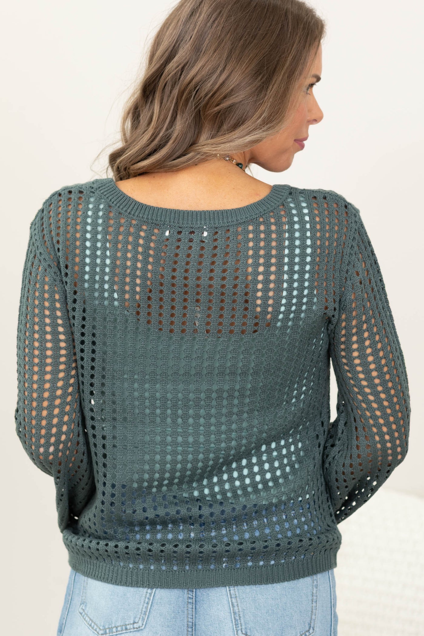 Hollow Crochet Long Sleeve Sweater