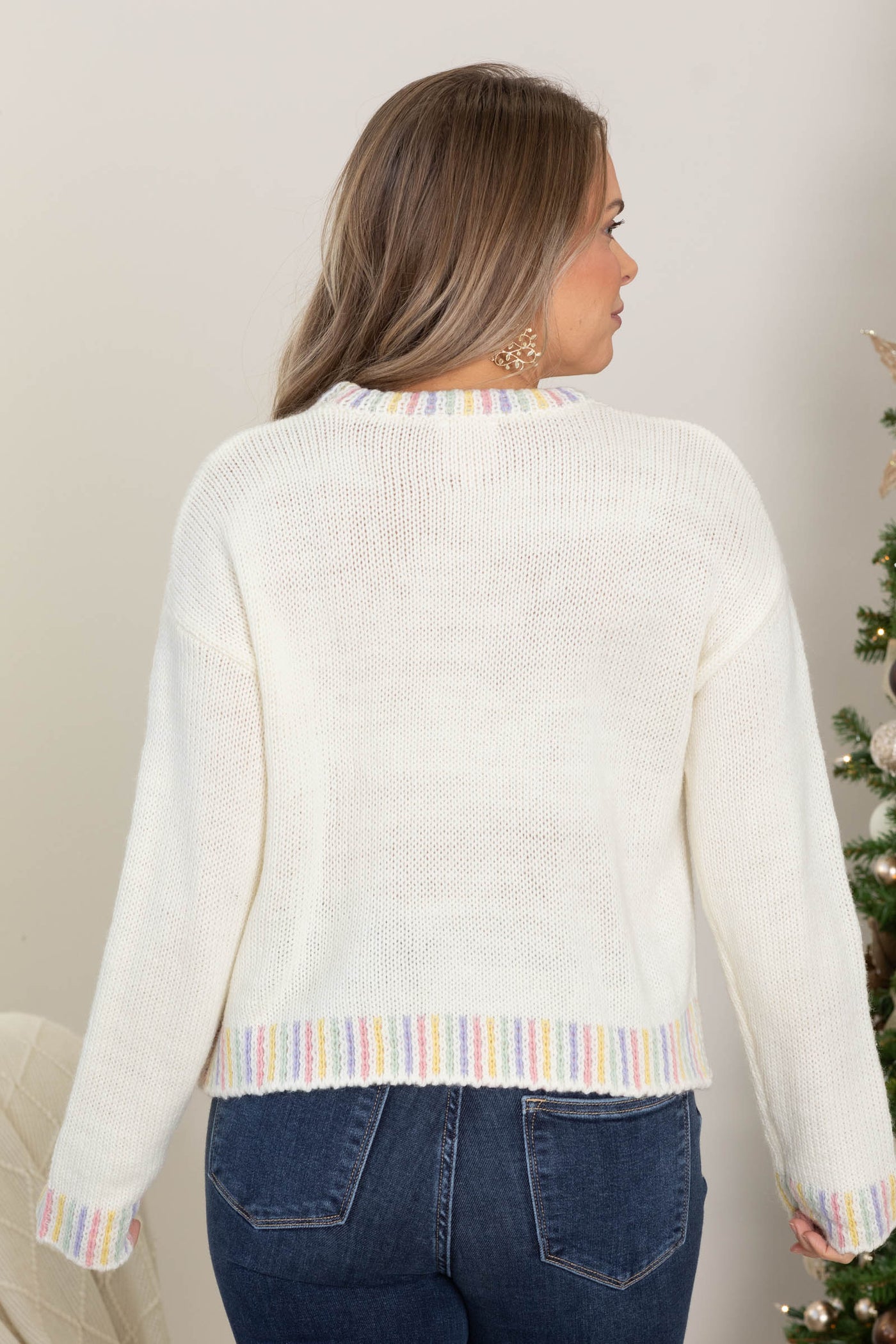 Ivory With Red Merry Lettering Sweater