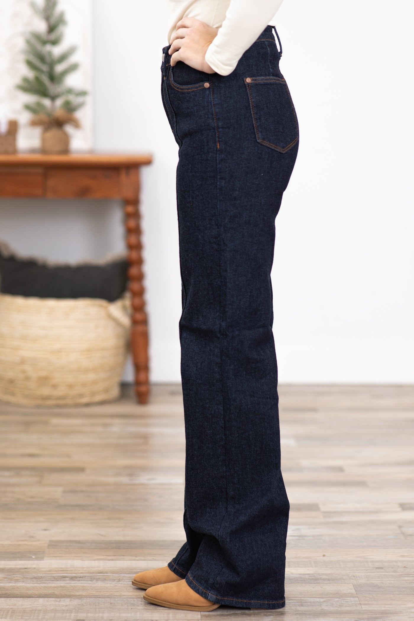 Judy Blue Dark Wash Wide Leg Jeans With Seam