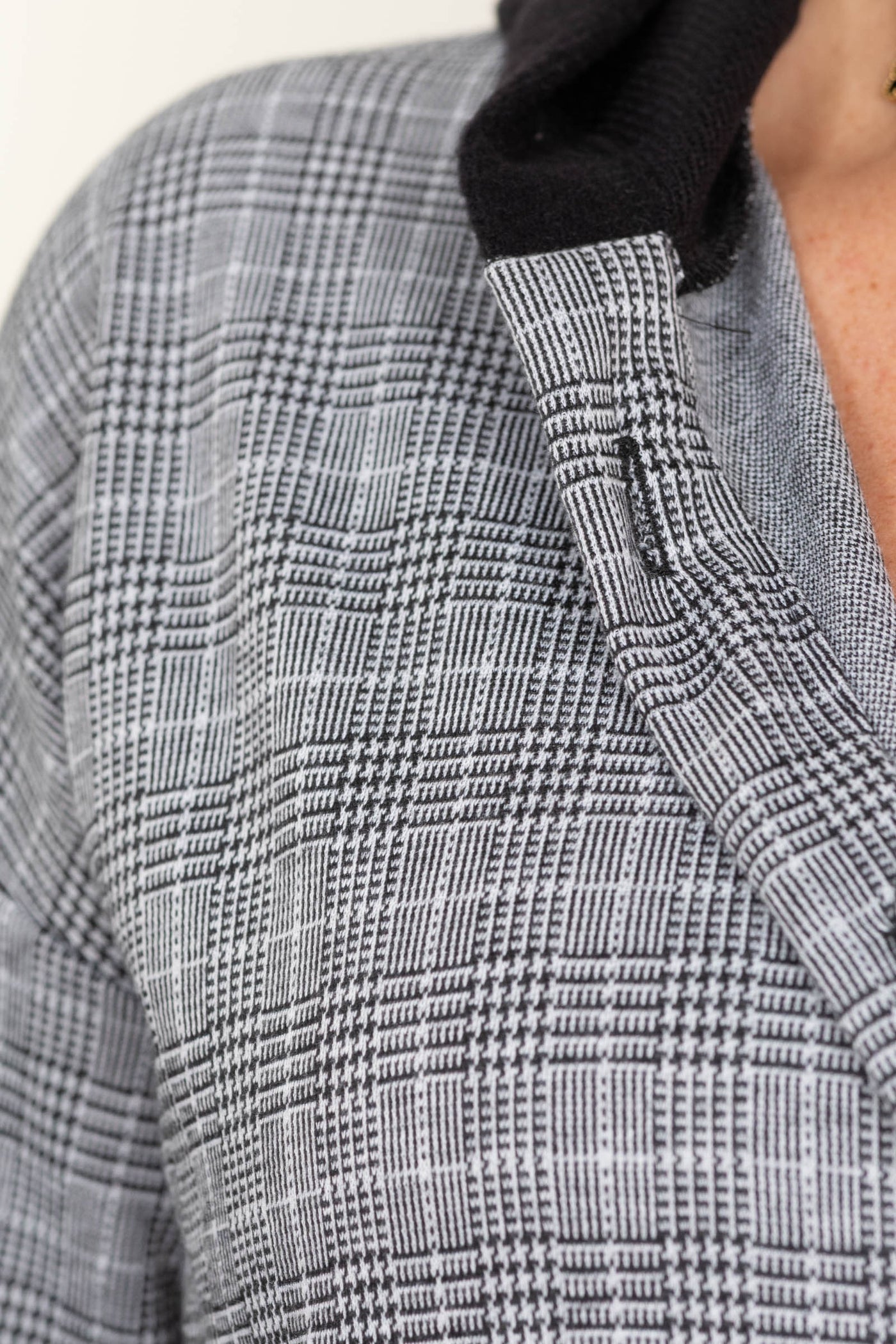 Charcoal Plaid Hooded Button Up Shacket