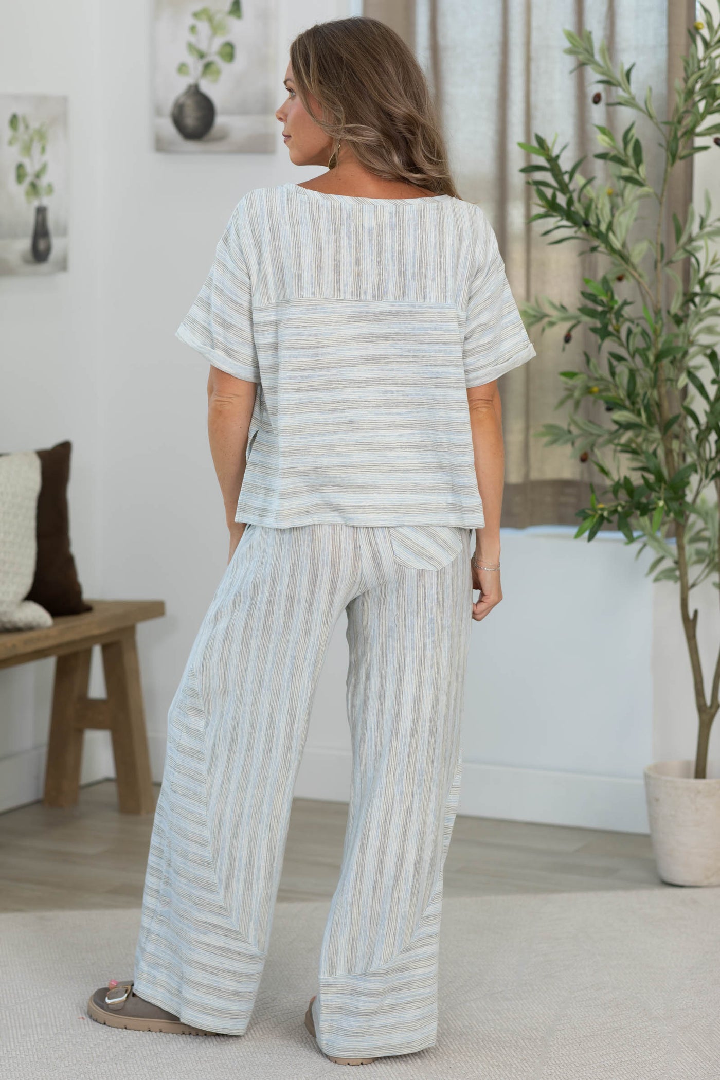 Cotierra Stripe Knit Top And Pants Set