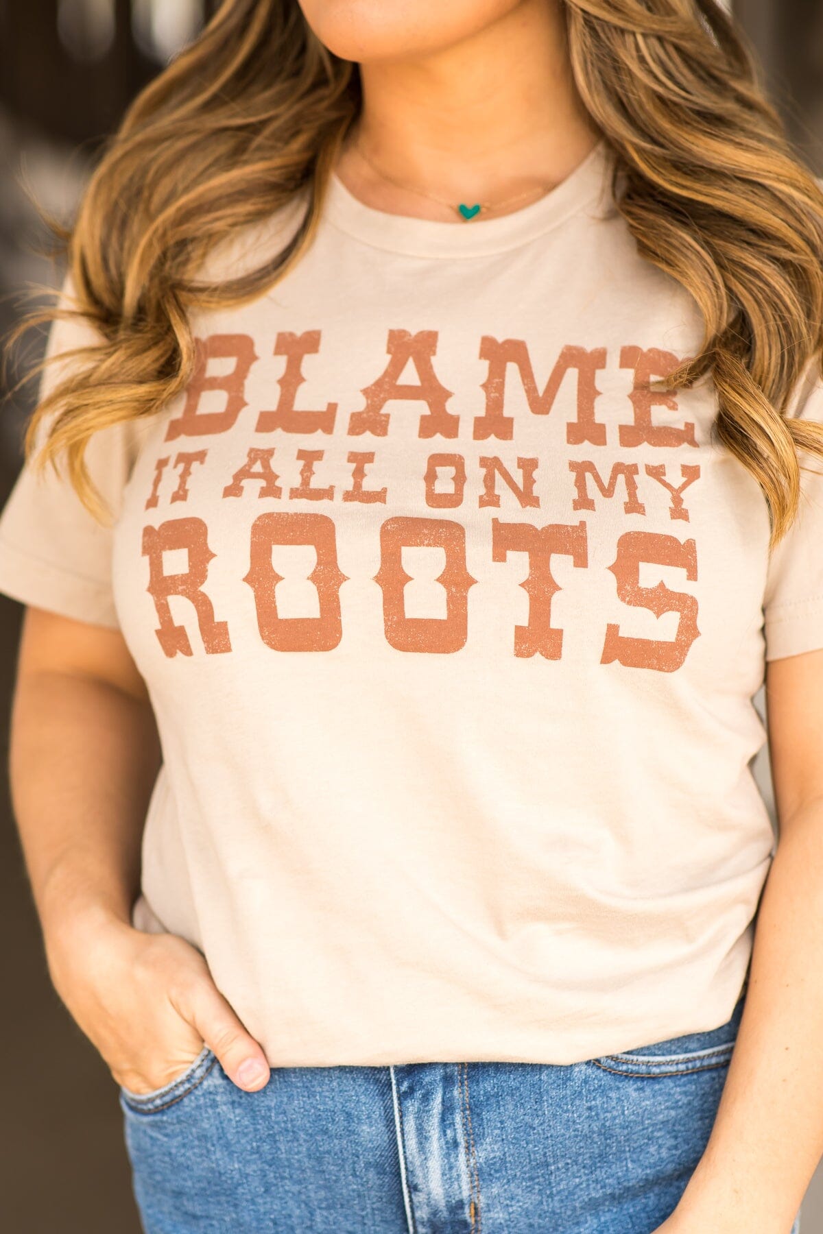 Tan Blame It On My Roots Graphic Tee - Filly Flair