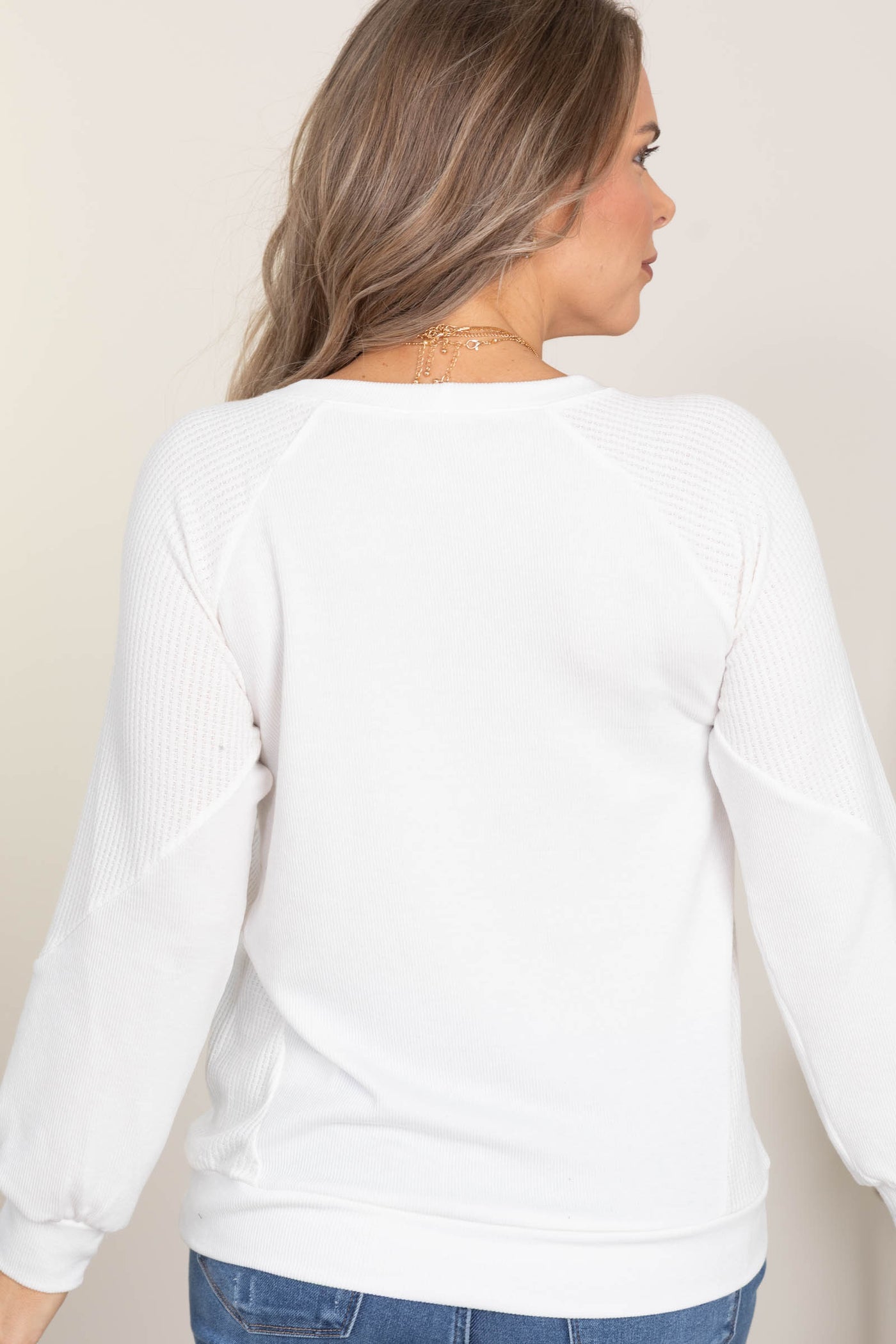 White Monaco Rib Textured Knit Top