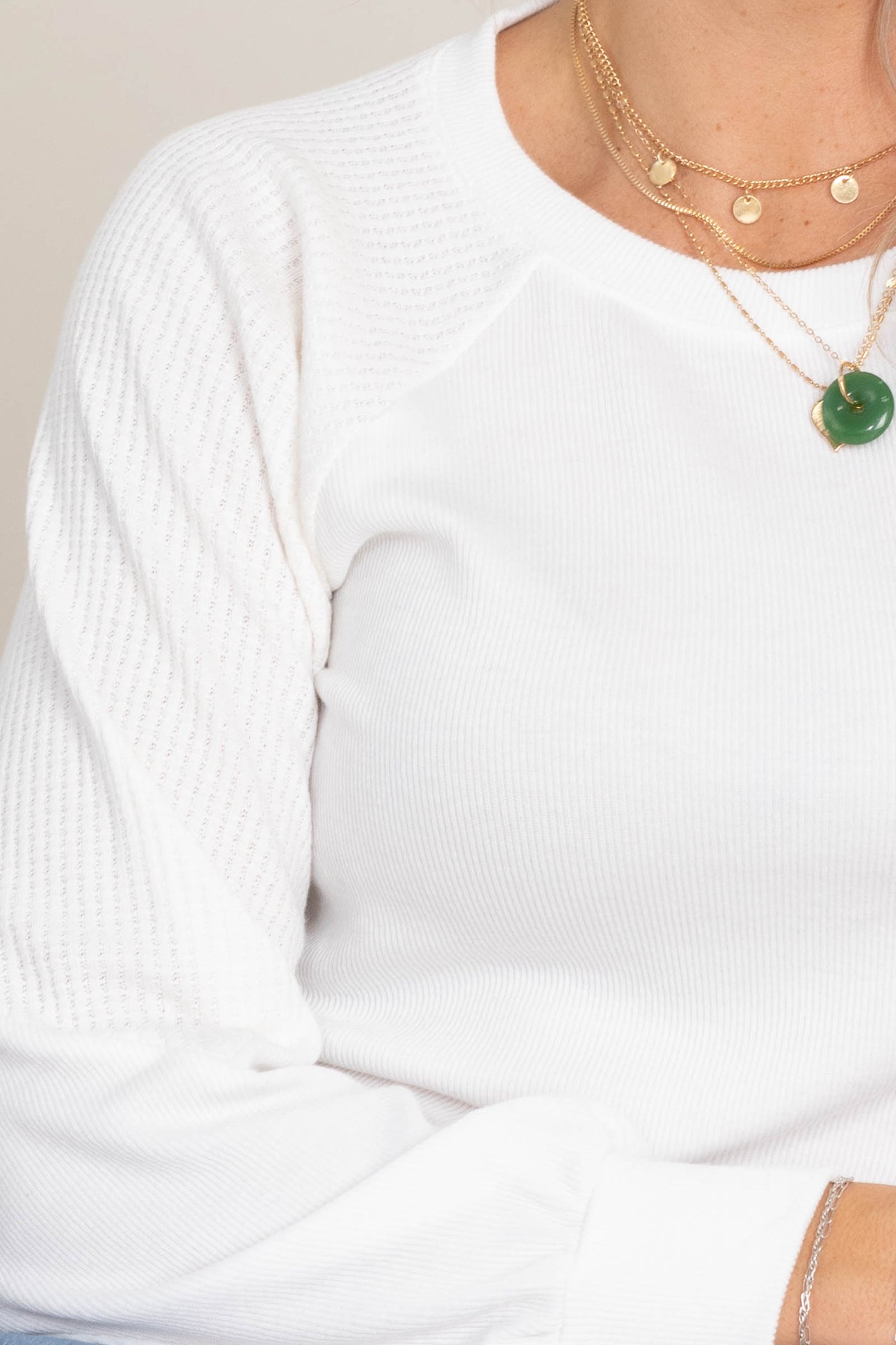 White Monaco Rib Textured Knit Top