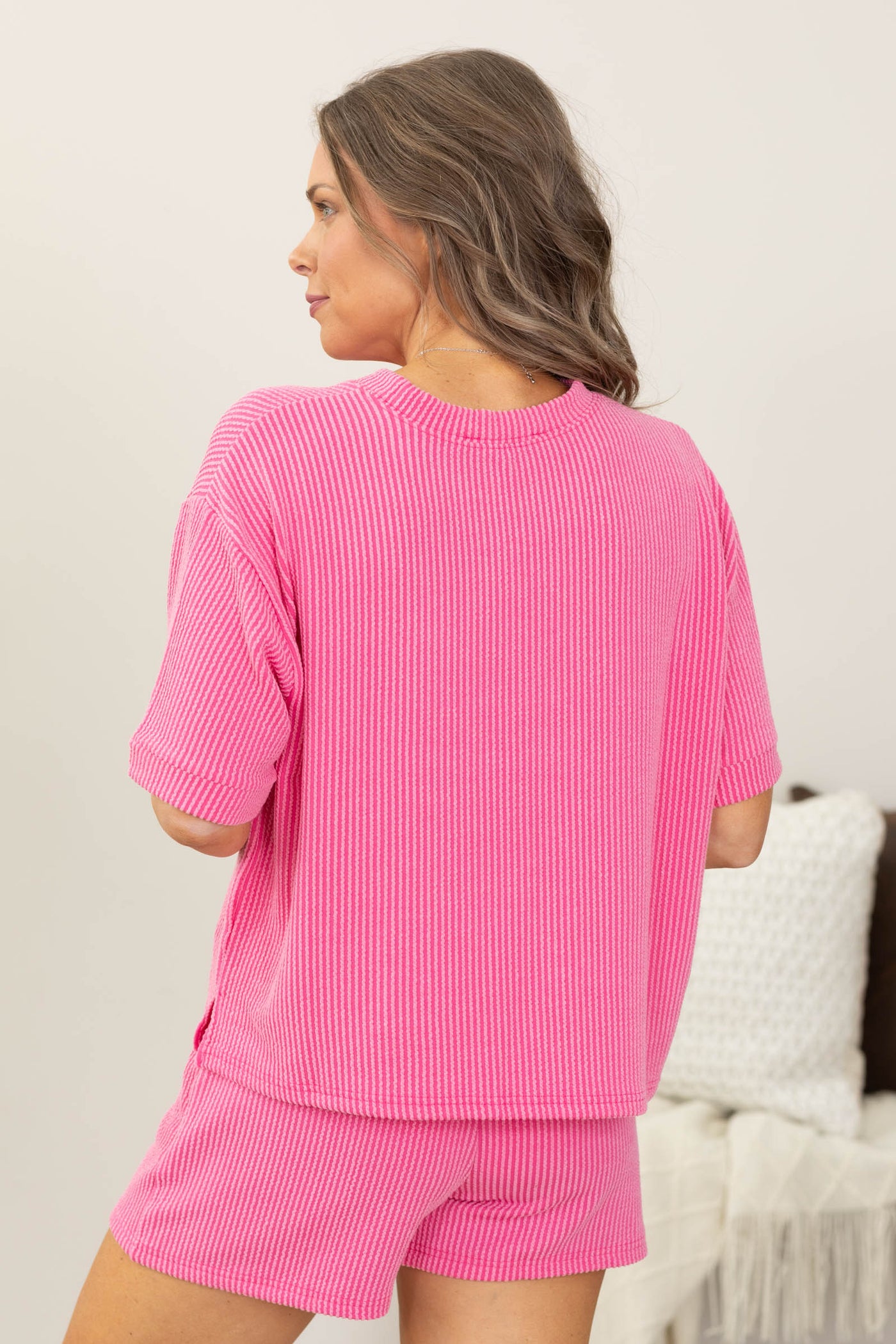 Raised Rib Short Sleeve Tee And Short Set