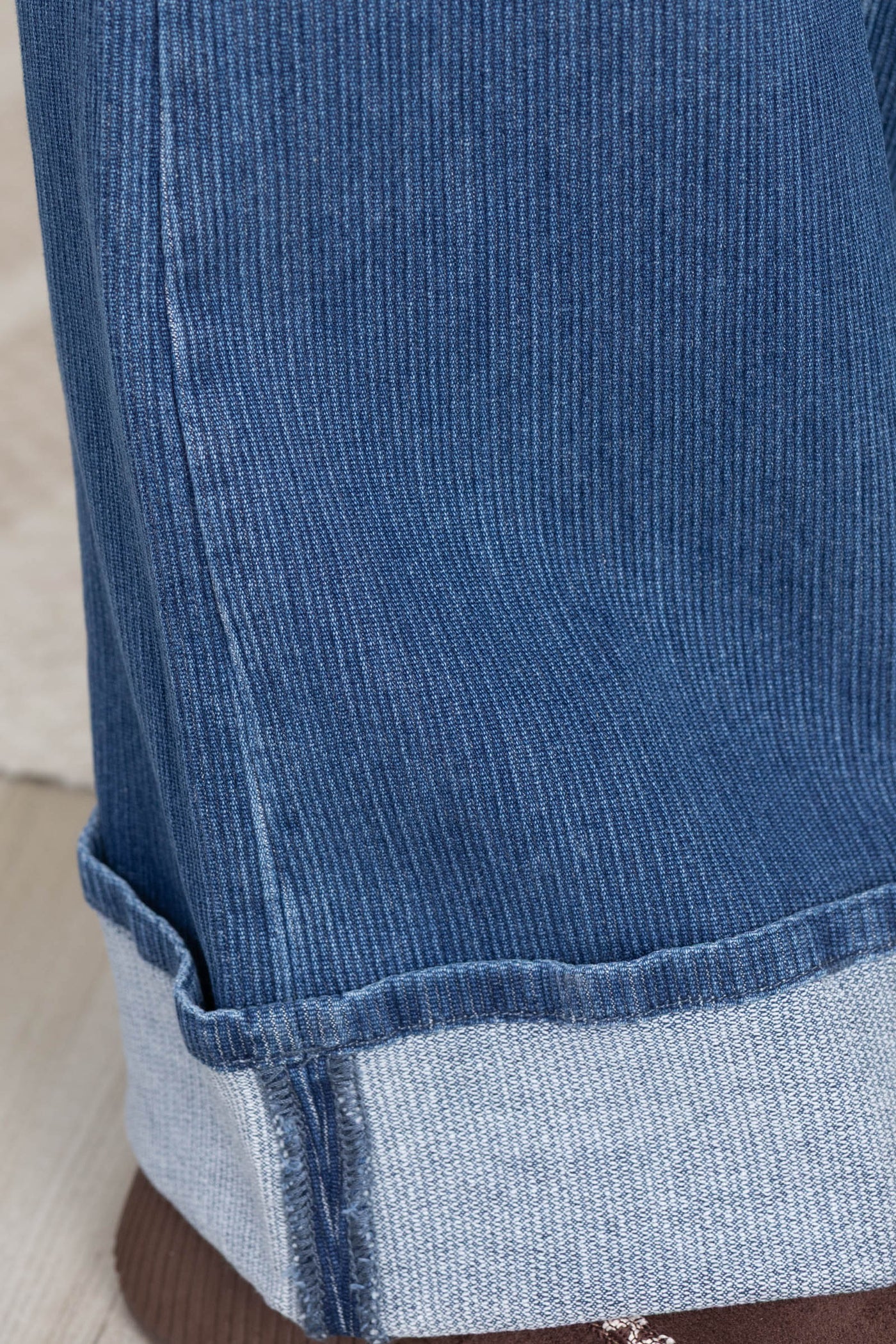 Risen Medium Mid Rise Wide Leg Cuffed Jeans