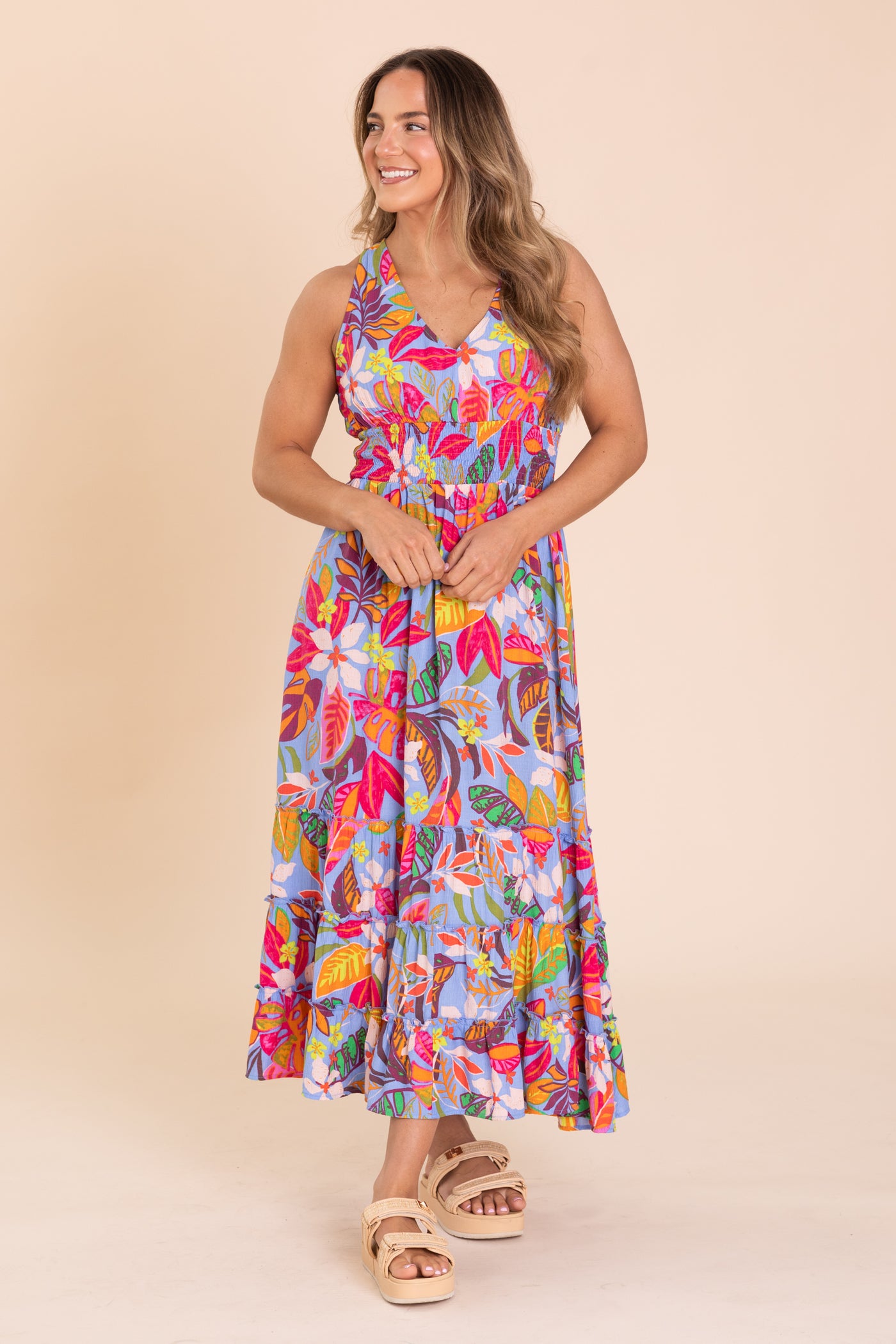 Cornflower Printed Blossom Maxi Dress - S Cornflower Printed Blossom Maxi Dress - S