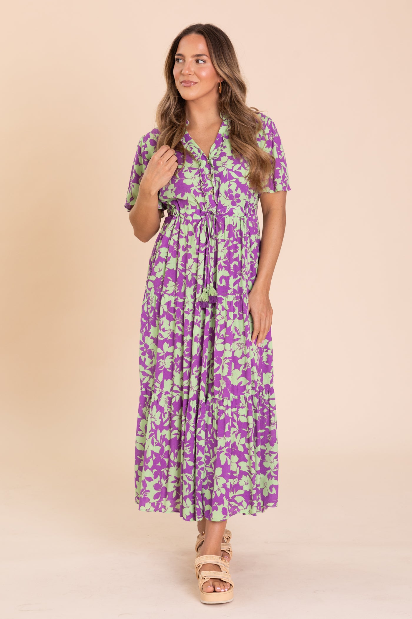 mint and purple dress The Whimsy Purple Floral Dress Shop the Mint