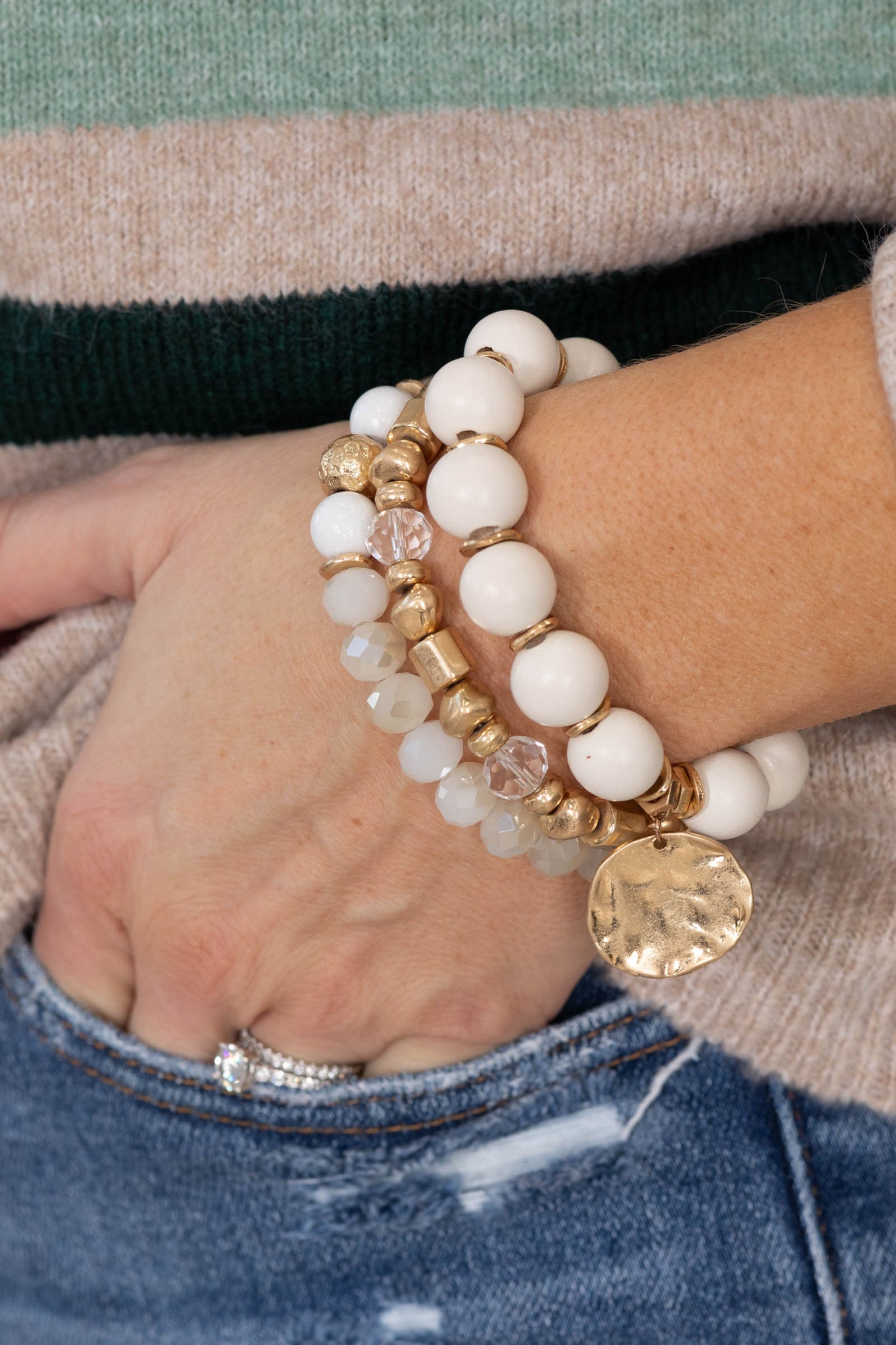 Set of Three Natural Stone Stretch Bracelets