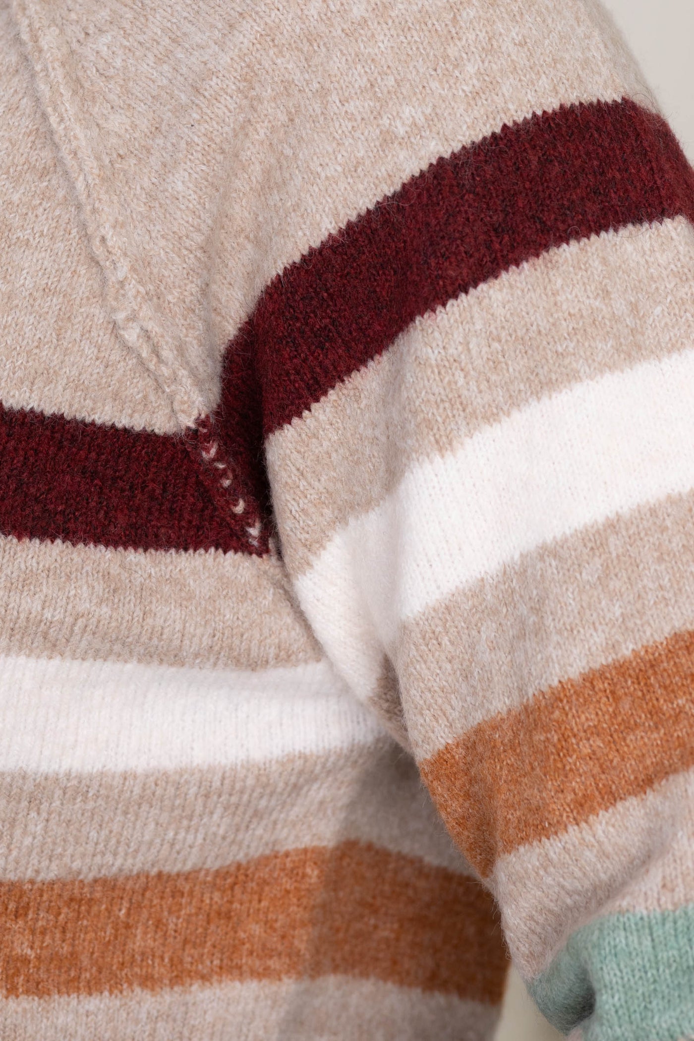 Taupe With Monochromatic Stripes Sweater